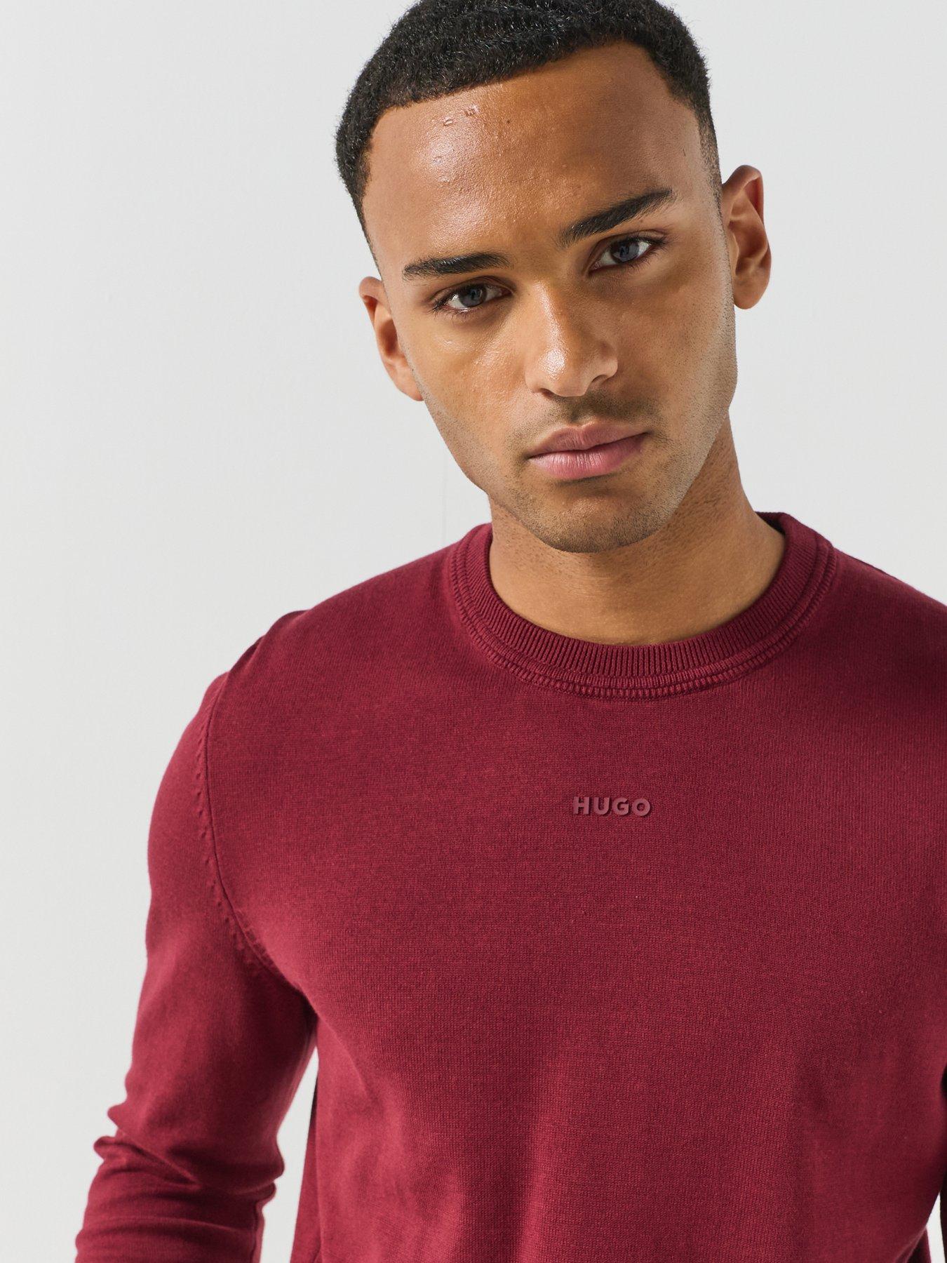 Image 6 of 6 of HUGO Mens San Cassius Slim Fit Crew Neck Jumper - Purple