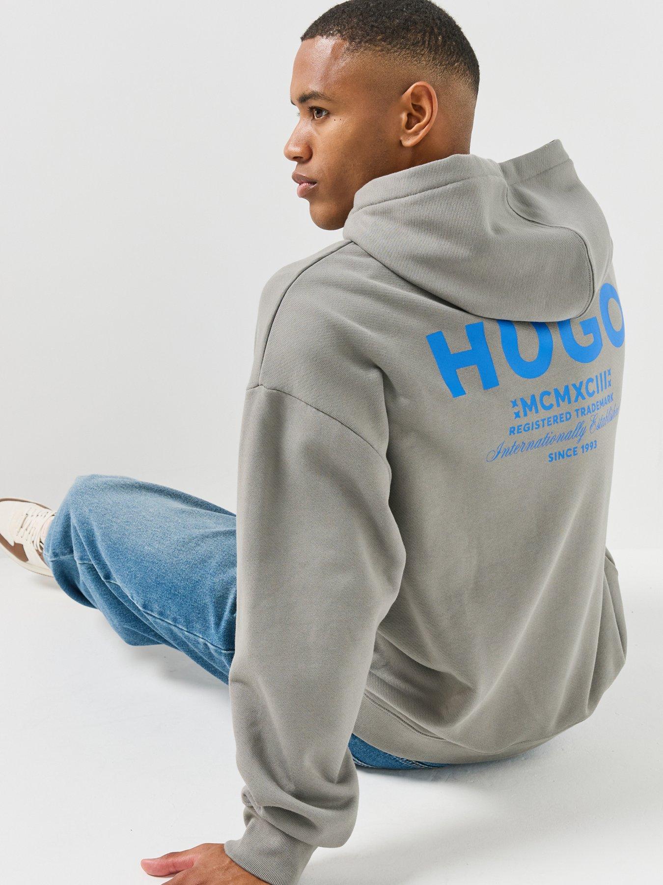 Image 1 of 6 of HUGO Blue Nazardo Loose Fit Hoodie - Dark Grey