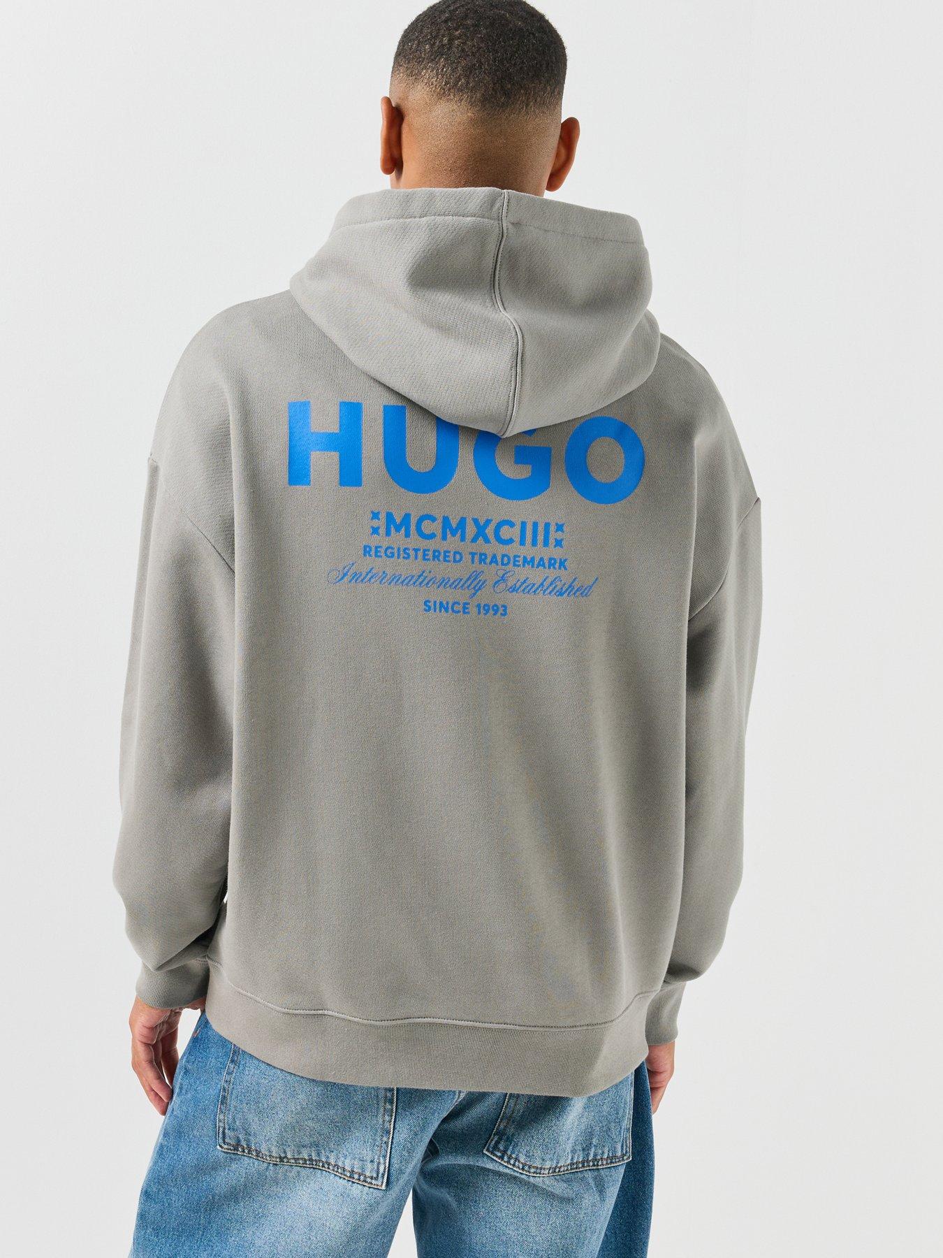 Image 6 of 6 of HUGO Blue Nazardo Loose Fit Hoodie - Dark Grey