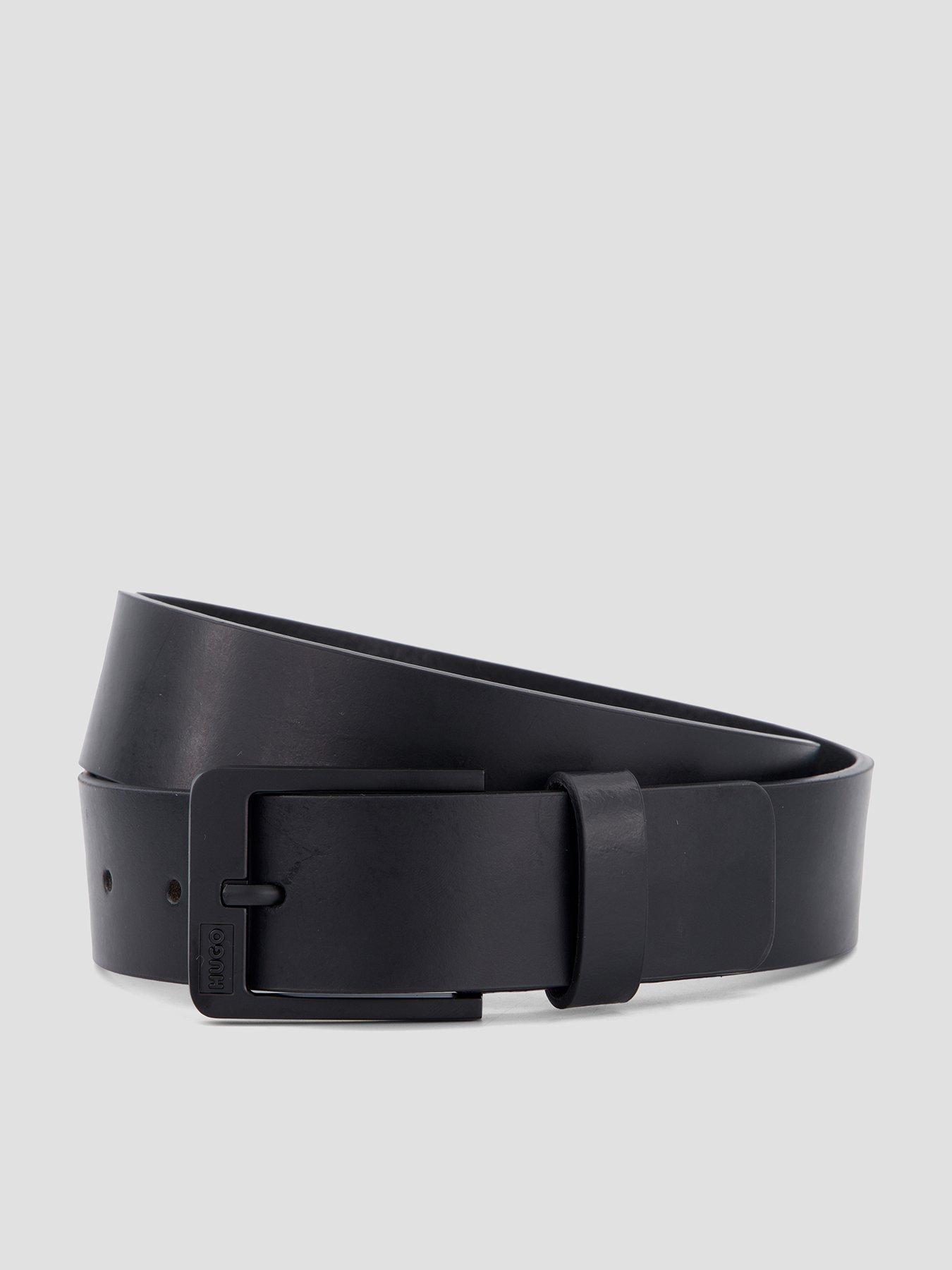 Image 1 of 4 of HUGO Mens Grover Matte Buckle Plain Belt - Black