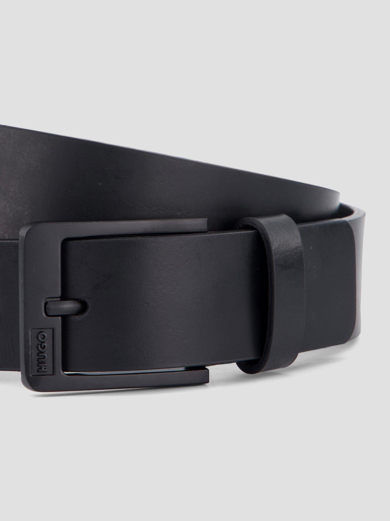 Image 2 of 4 of HUGO Mens Grover Matte Buckle Plain Belt - Black