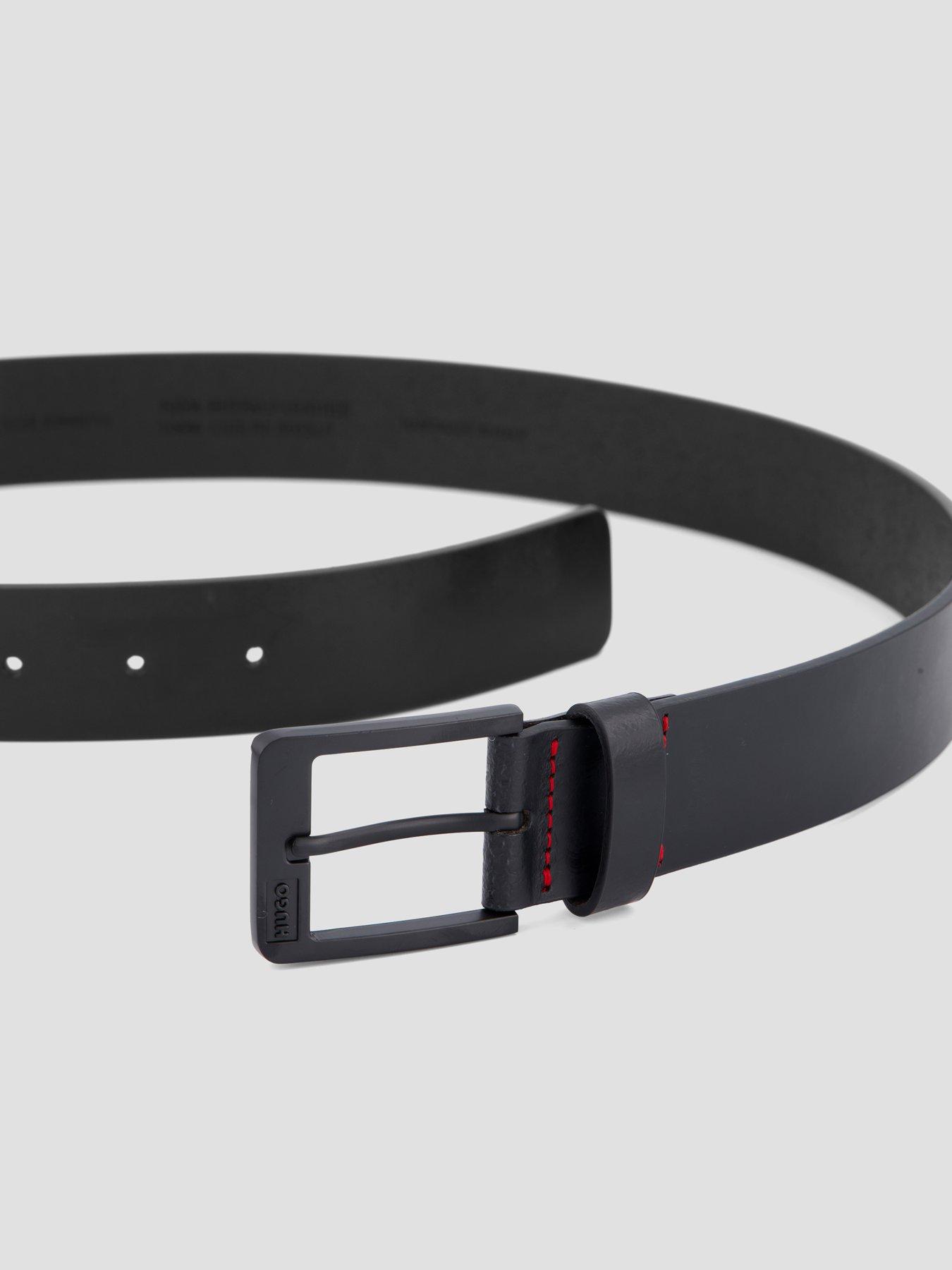 Image 3 of 4 of HUGO Mens Grover Matte Buckle Plain Belt - Black