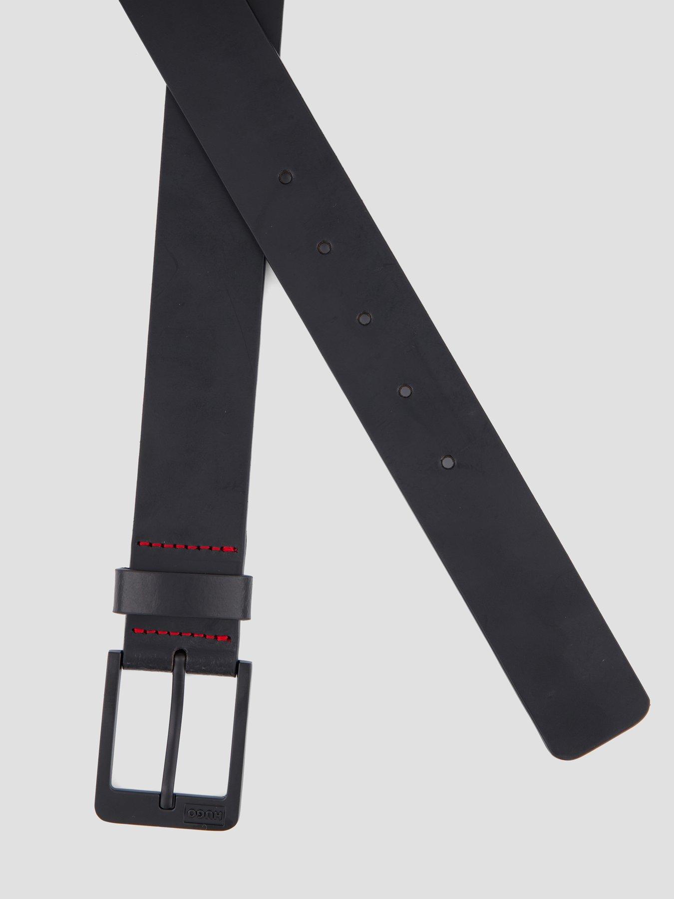 Image 4 of 4 of HUGO Mens Grover Matte Buckle Plain Belt - Black