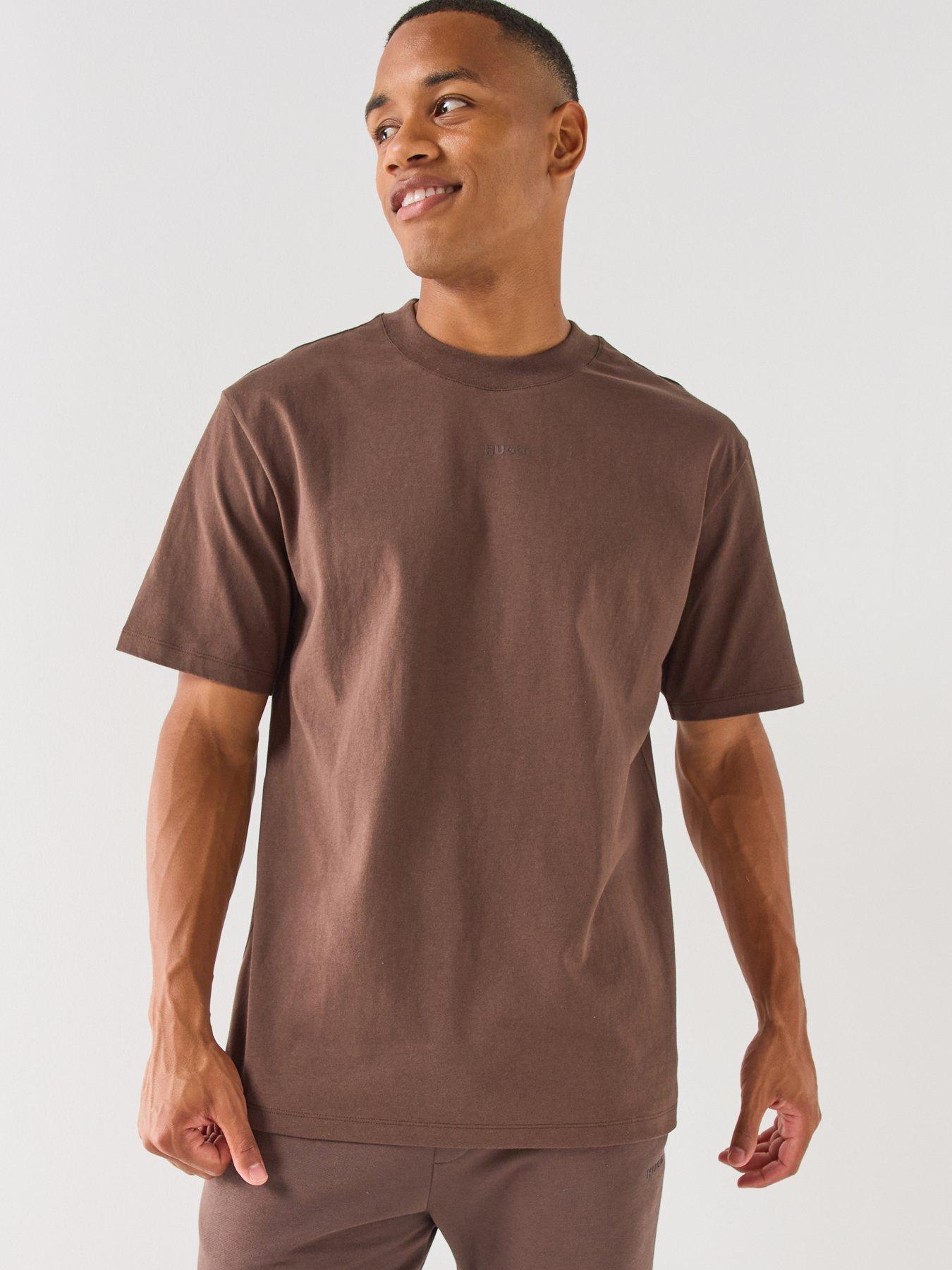 Image 1 of 5 of HUGO Dapolino Centre Logo Relaxed Fit T-Shirt - Brown