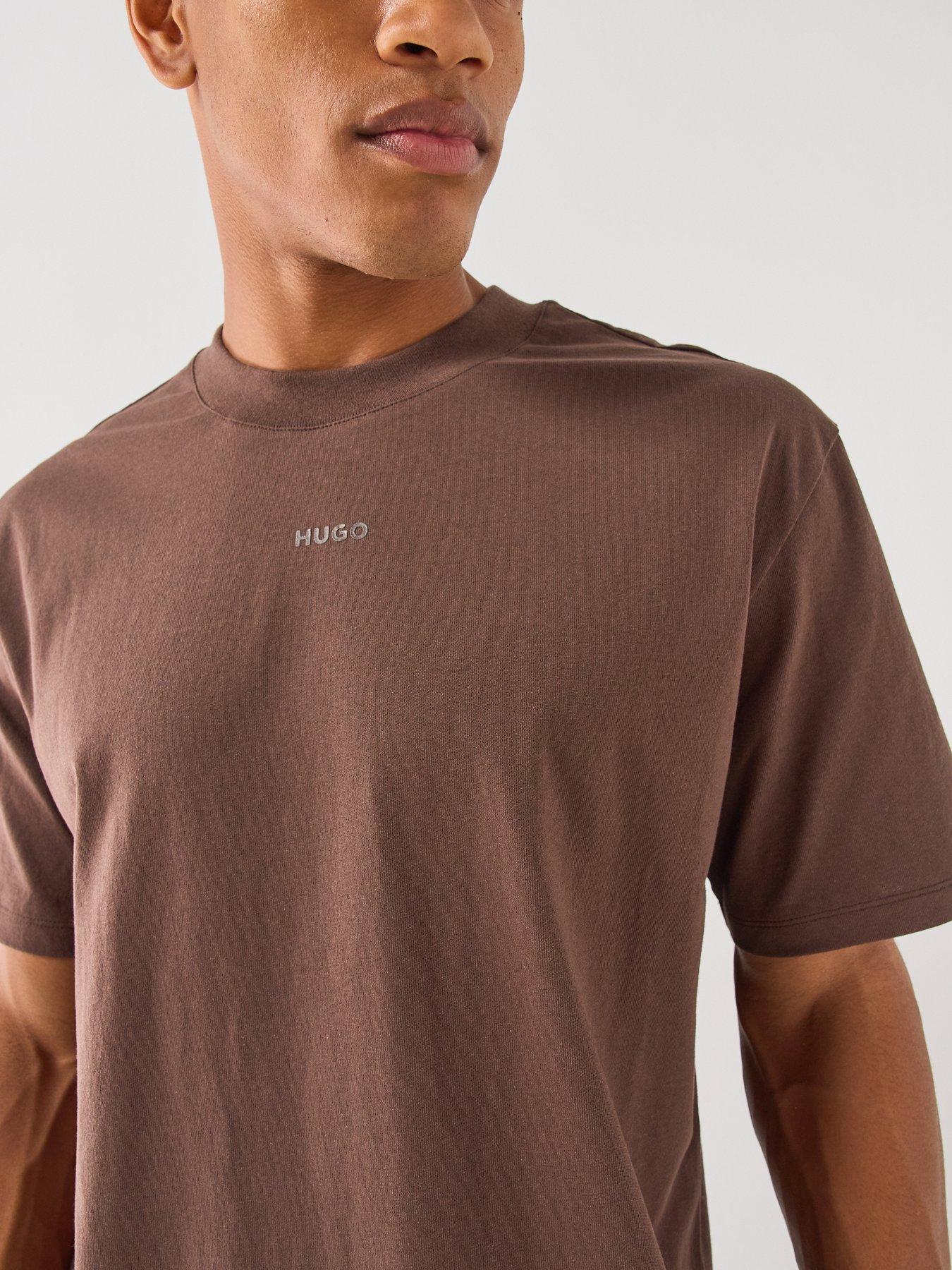 Image 4 of 5 of HUGO Dapolino Centre Logo Relaxed Fit T-Shirt - Brown