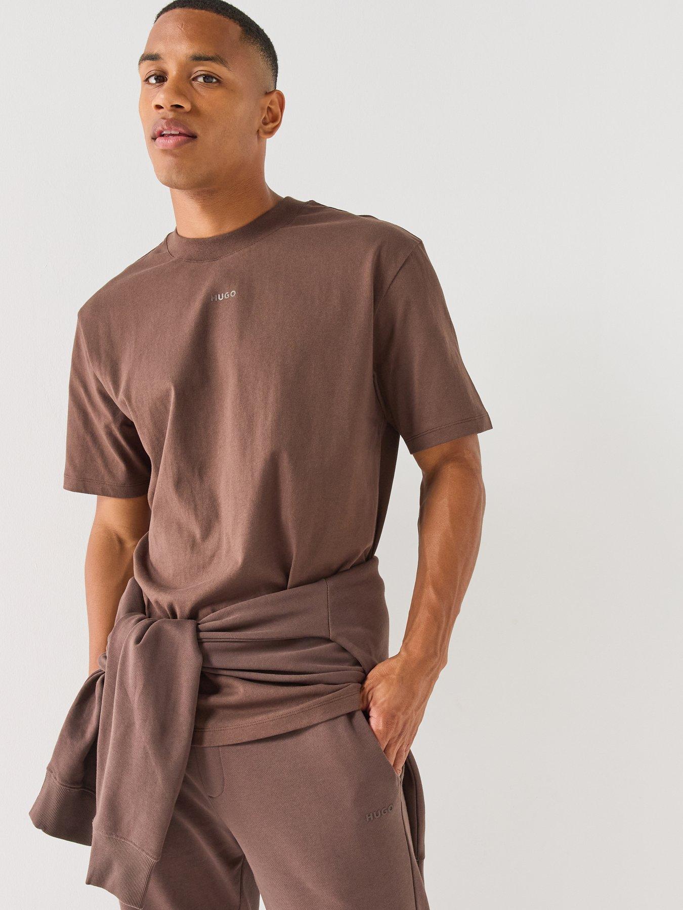 Image 5 of 5 of HUGO Dapolino Centre Logo Relaxed Fit T-Shirt - Brown