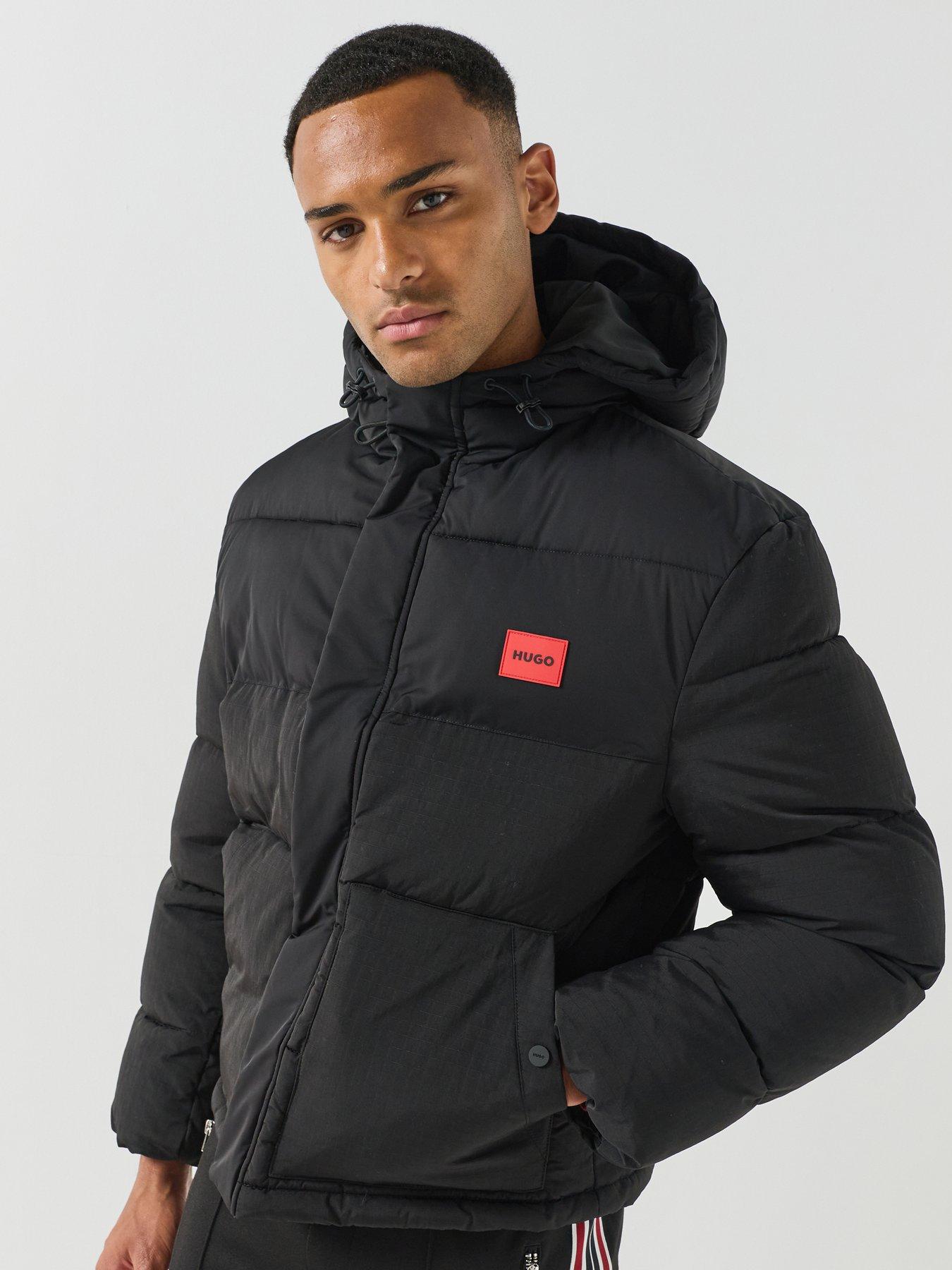 Image 1 of 6 of HUGO Hugo Baro2642 Red Patch Padded Jacket - Black