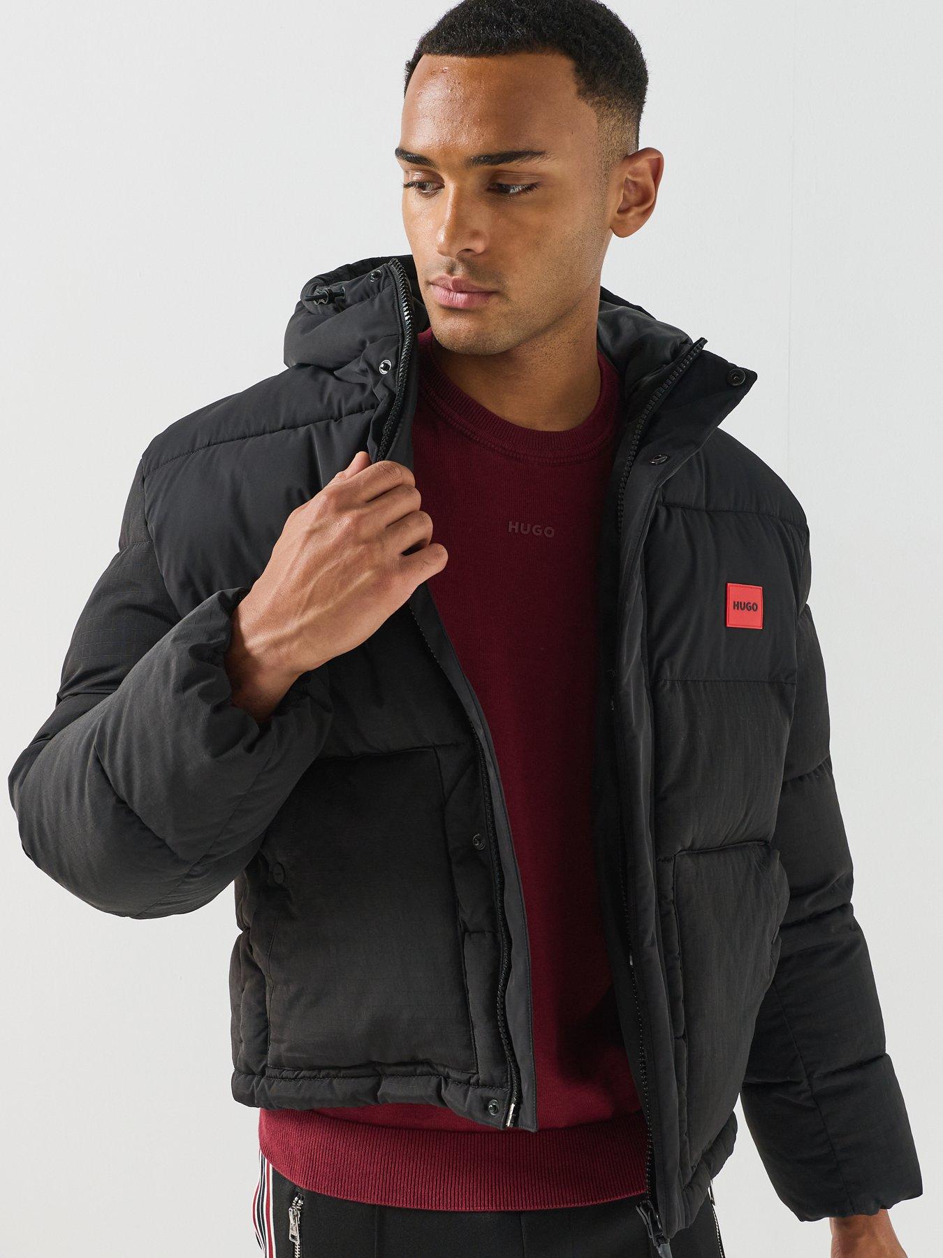Image 4 of 6 of HUGO Hugo Baro2642 Red Patch Padded Jacket - Black