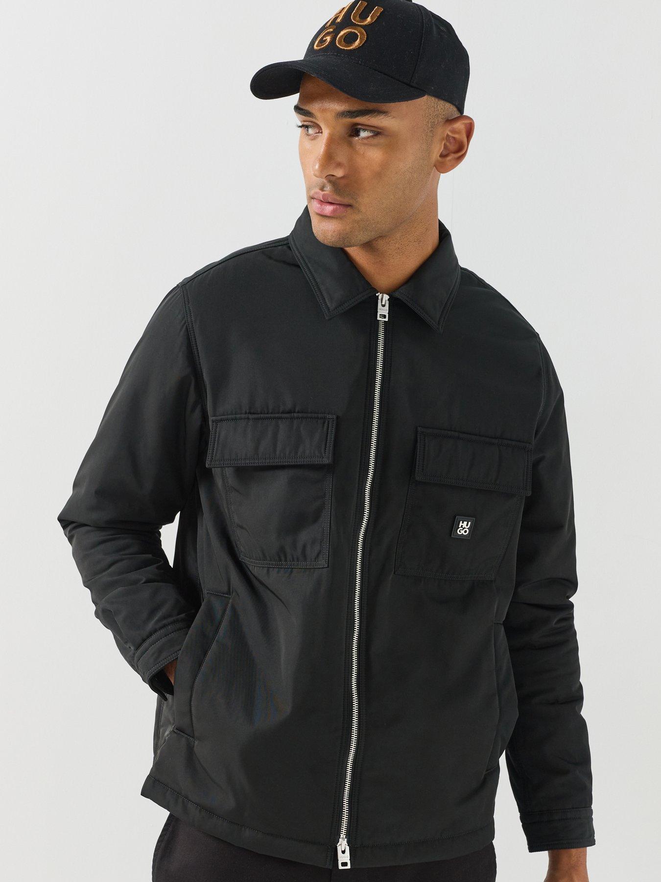 Image 1 of 6 of HUGO Hugo Edontos Nickel Logo Double Zip Overshirt - Black
