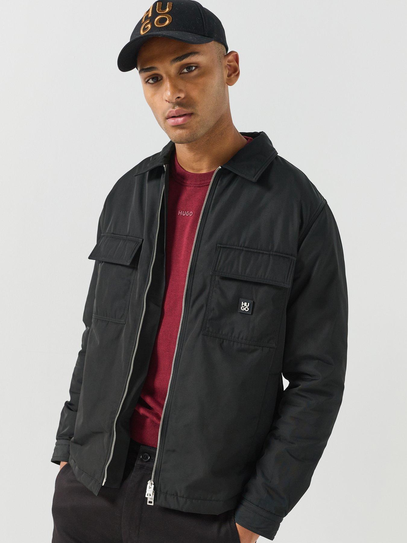 Image 4 of 6 of HUGO Hugo Edontos Nickel Logo Double Zip Overshirt - Black