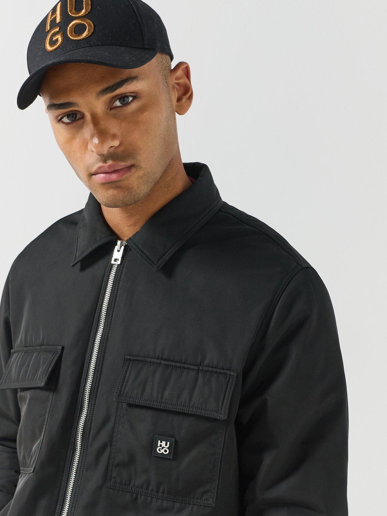 Image 5 of 6 of HUGO Hugo Edontos Nickel Logo Double Zip Overshirt - Black