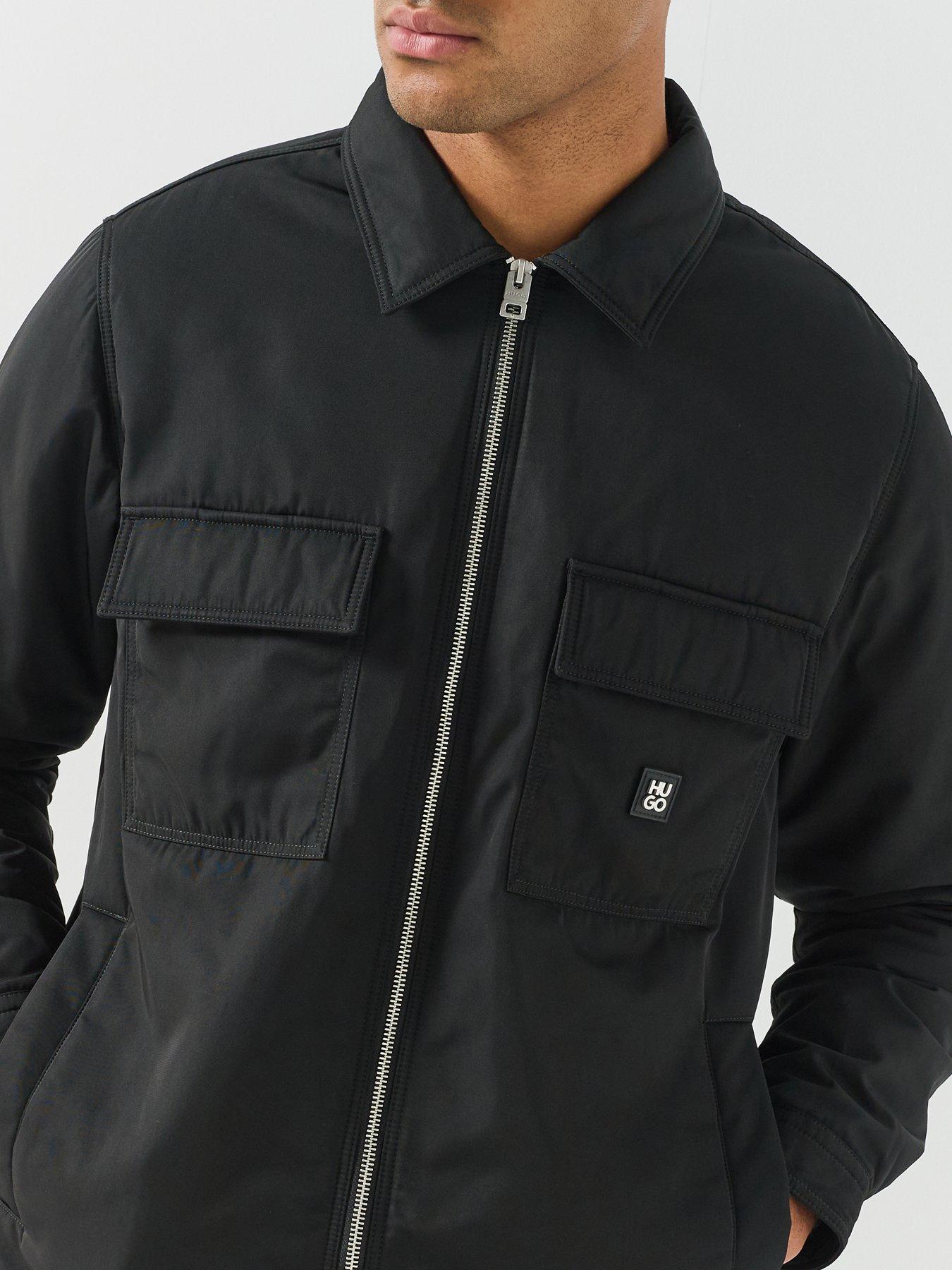 Image 6 of 6 of HUGO Hugo Edontos Nickel Logo Double Zip Overshirt - Black