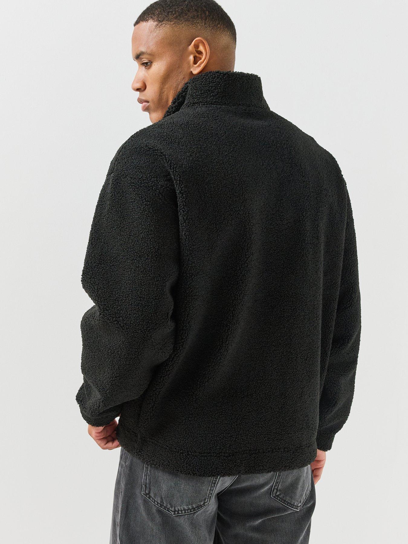 Image 2 of 4 of HUGO Derylong Nickel Stacked Logo Teddy 1/4 Zip Sweat - Black