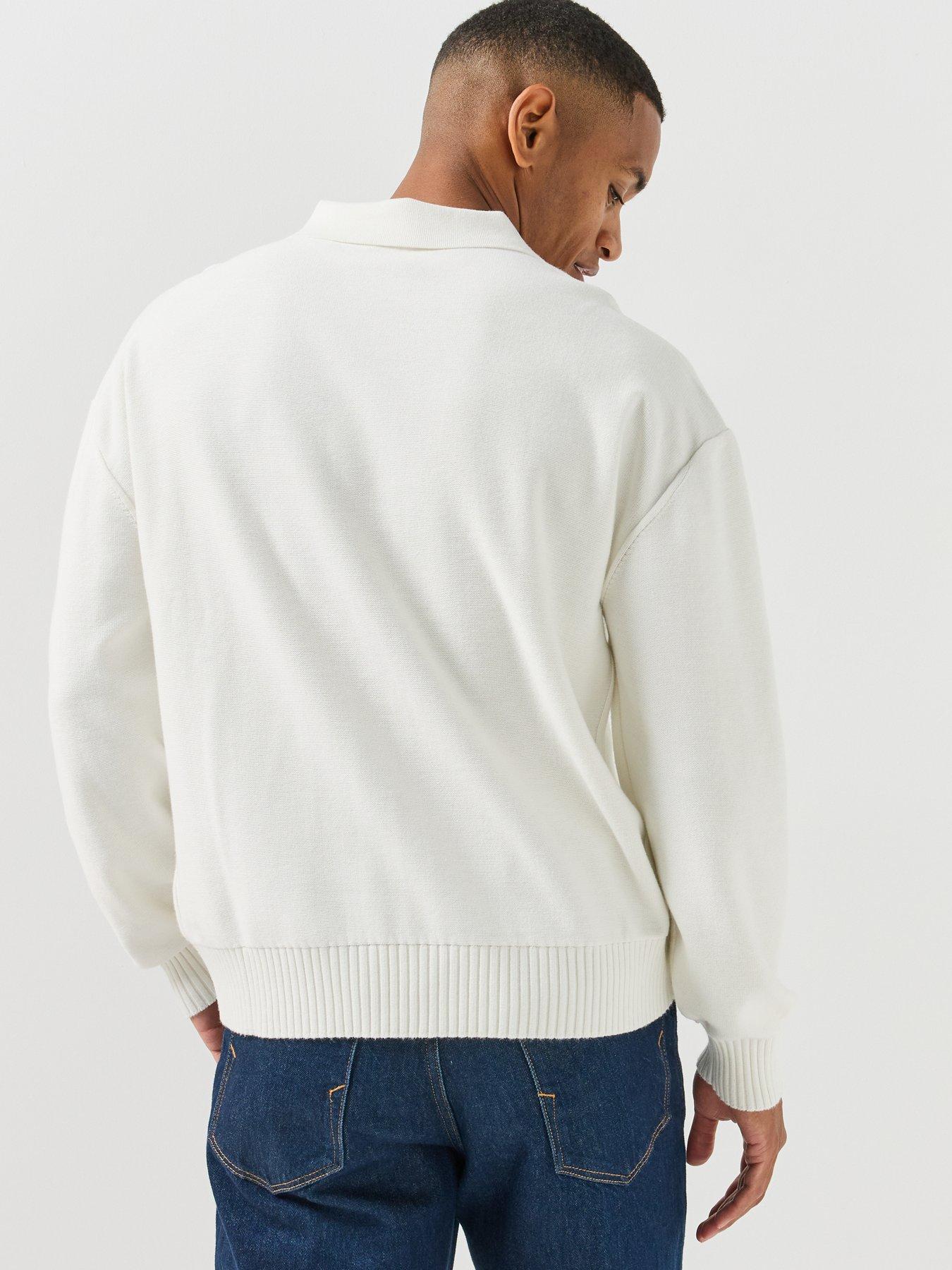 Image 2 of 4 of HUGO Mens San Patty-C Long Sleeve Polo Shirt - White
