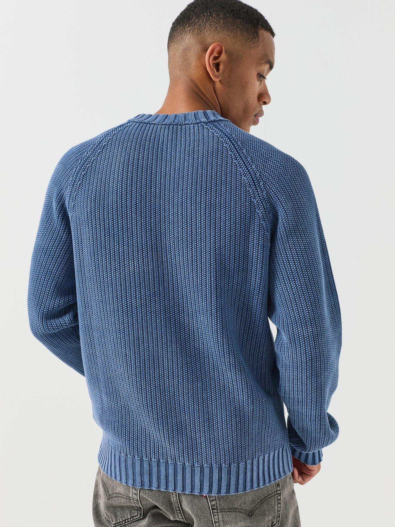 Image 2 of 6 of HUGO Mens Blue Sondye-1 Relaxed Fit Cotton Crew Neck Jumper - Navy
