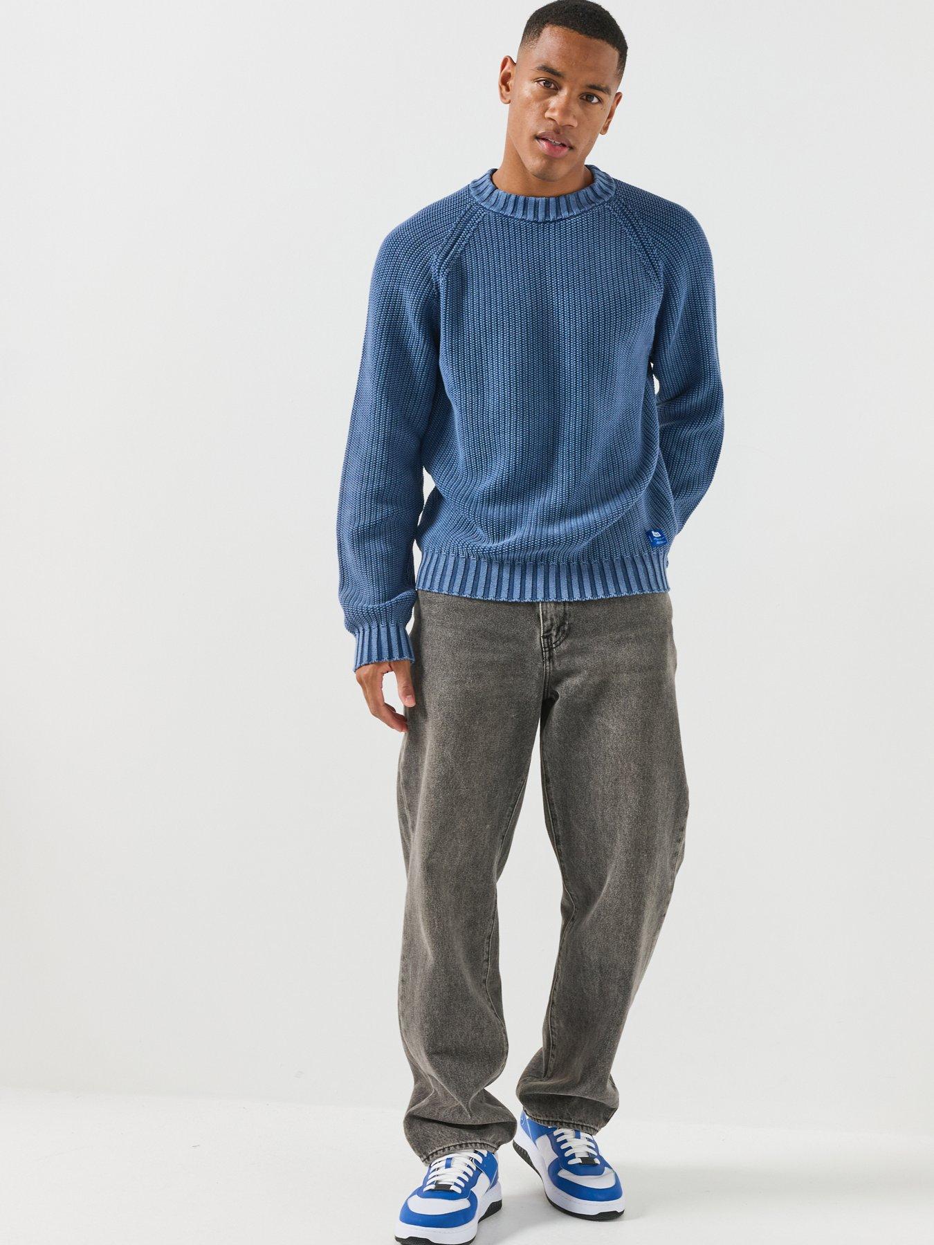 Image 3 of 6 of HUGO Mens Blue Sondye-1 Relaxed Fit Cotton Crew Neck Jumper - Navy