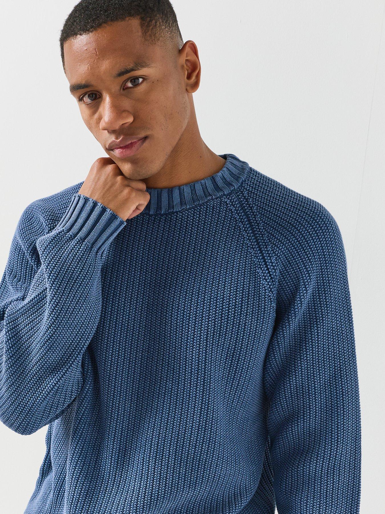 Image 4 of 6 of HUGO Mens Blue Sondye-1 Relaxed Fit Cotton Crew Neck Jumper - Navy
