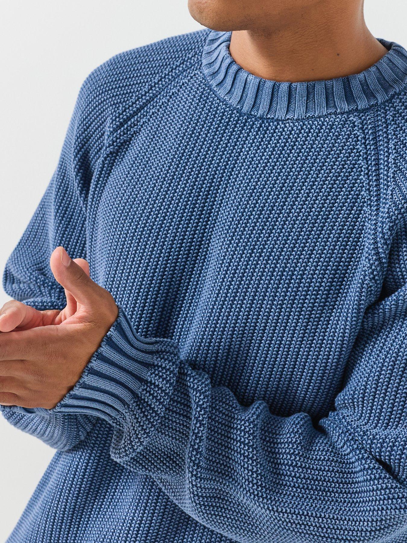 Image 5 of 6 of HUGO Mens Blue Sondye-1 Relaxed Fit Cotton Crew Neck Jumper - Navy
