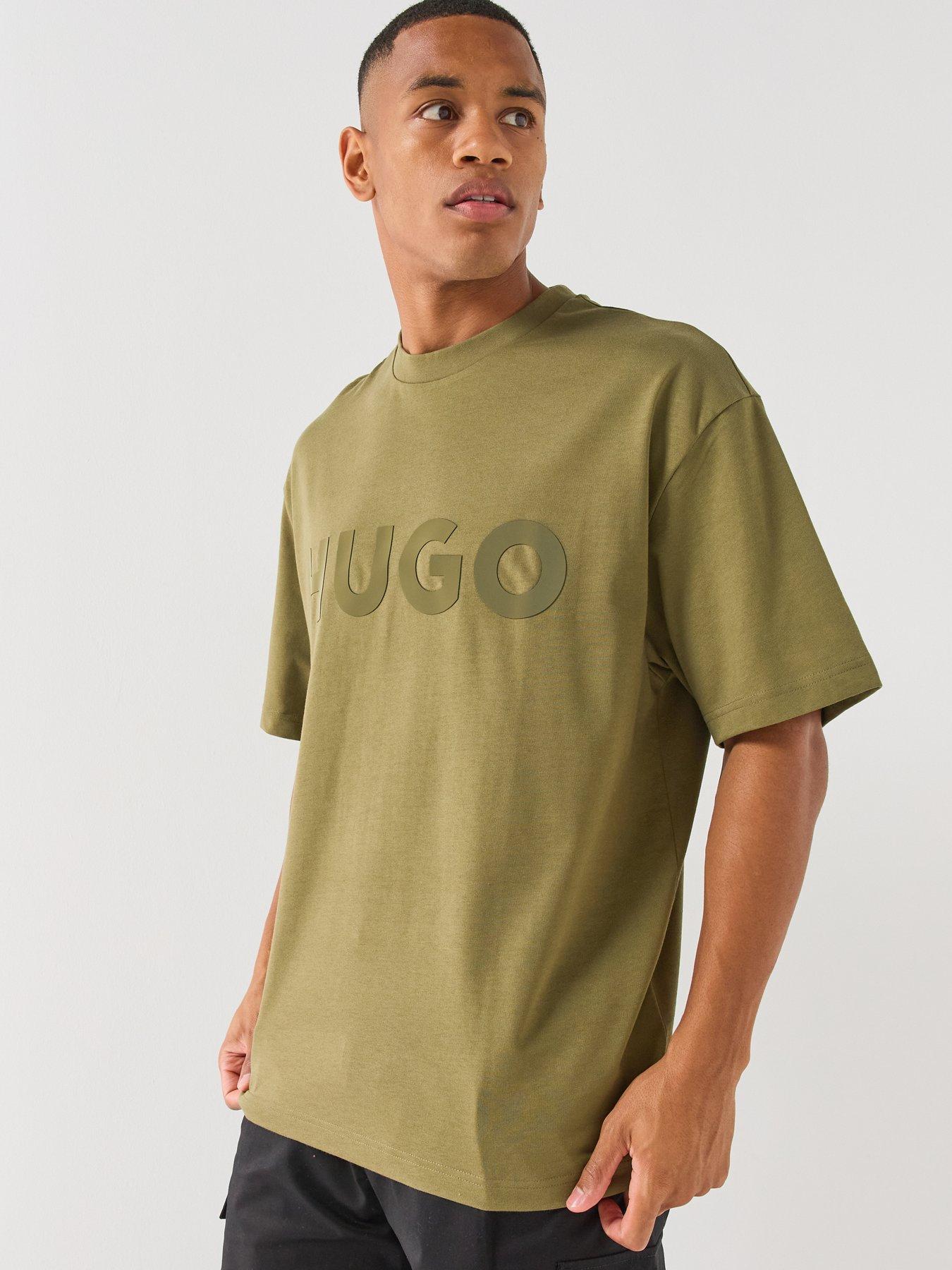 Image 1 of 5 of HUGO Dinkee Tonal Logo Oversize Fit T-Shirt - Green