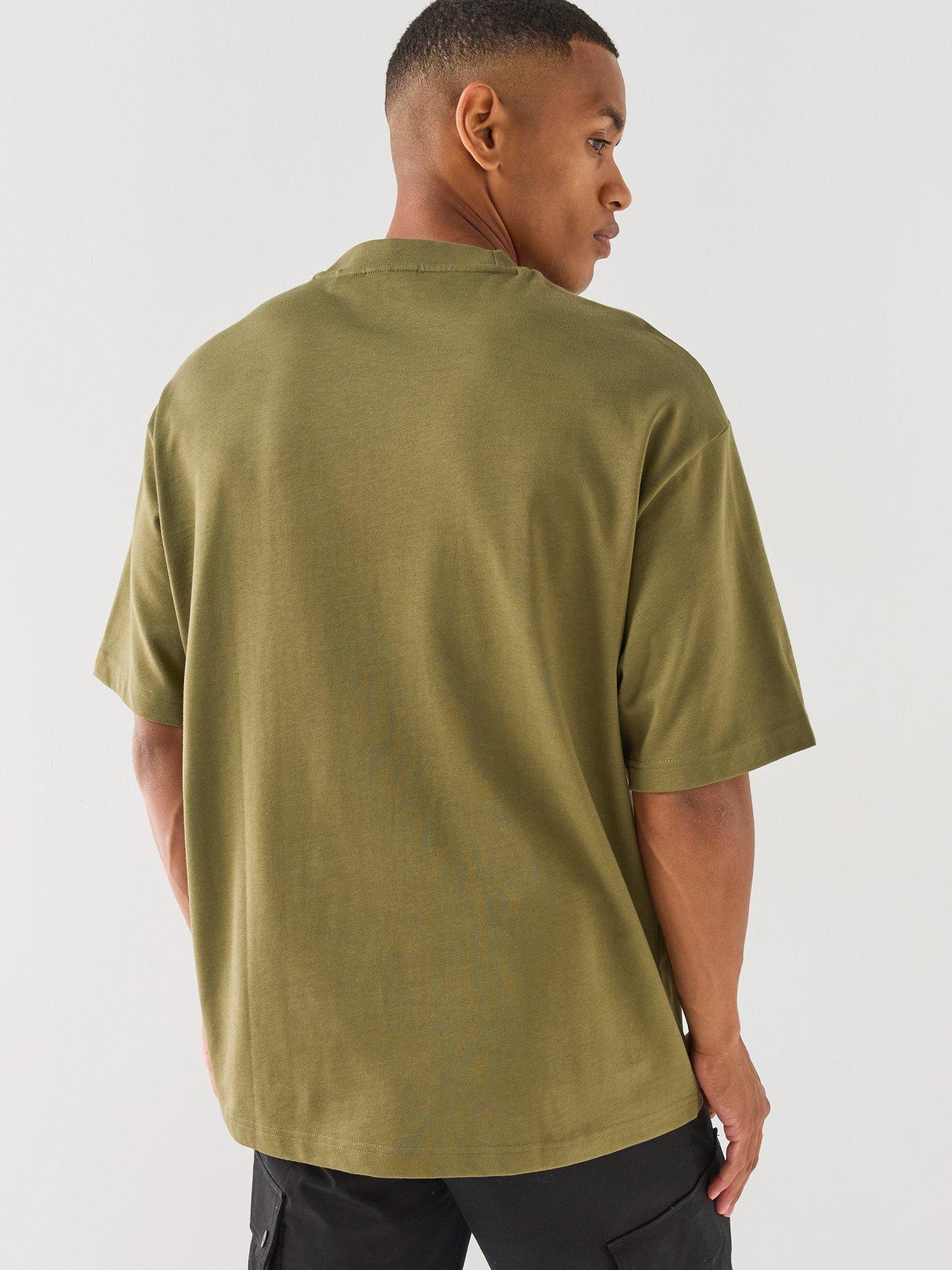 Image 2 of 5 of HUGO Dinkee Tonal Logo Oversize Fit T-Shirt - Green