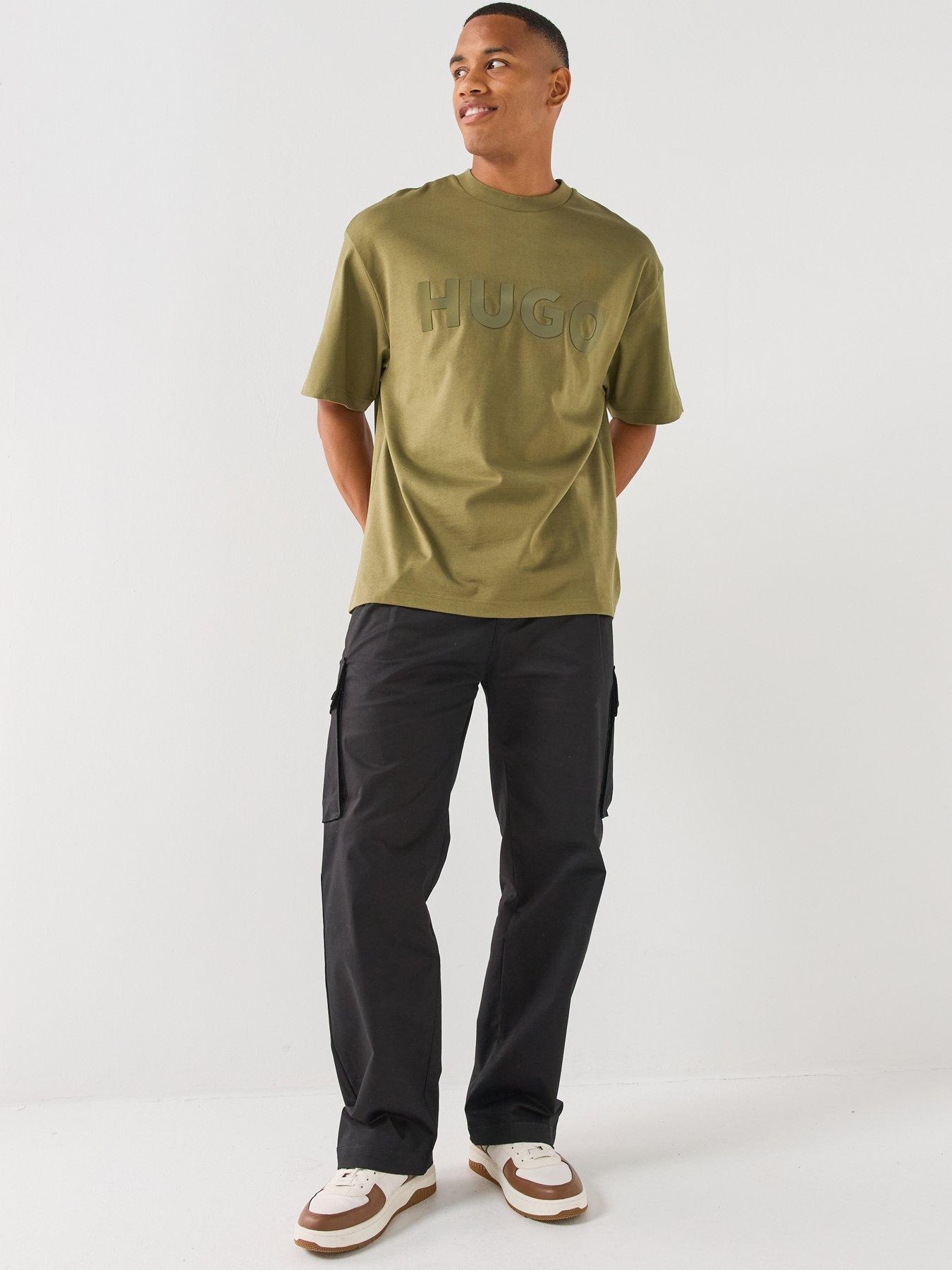 Image 3 of 5 of HUGO Dinkee Tonal Logo Oversize Fit T-Shirt - Green