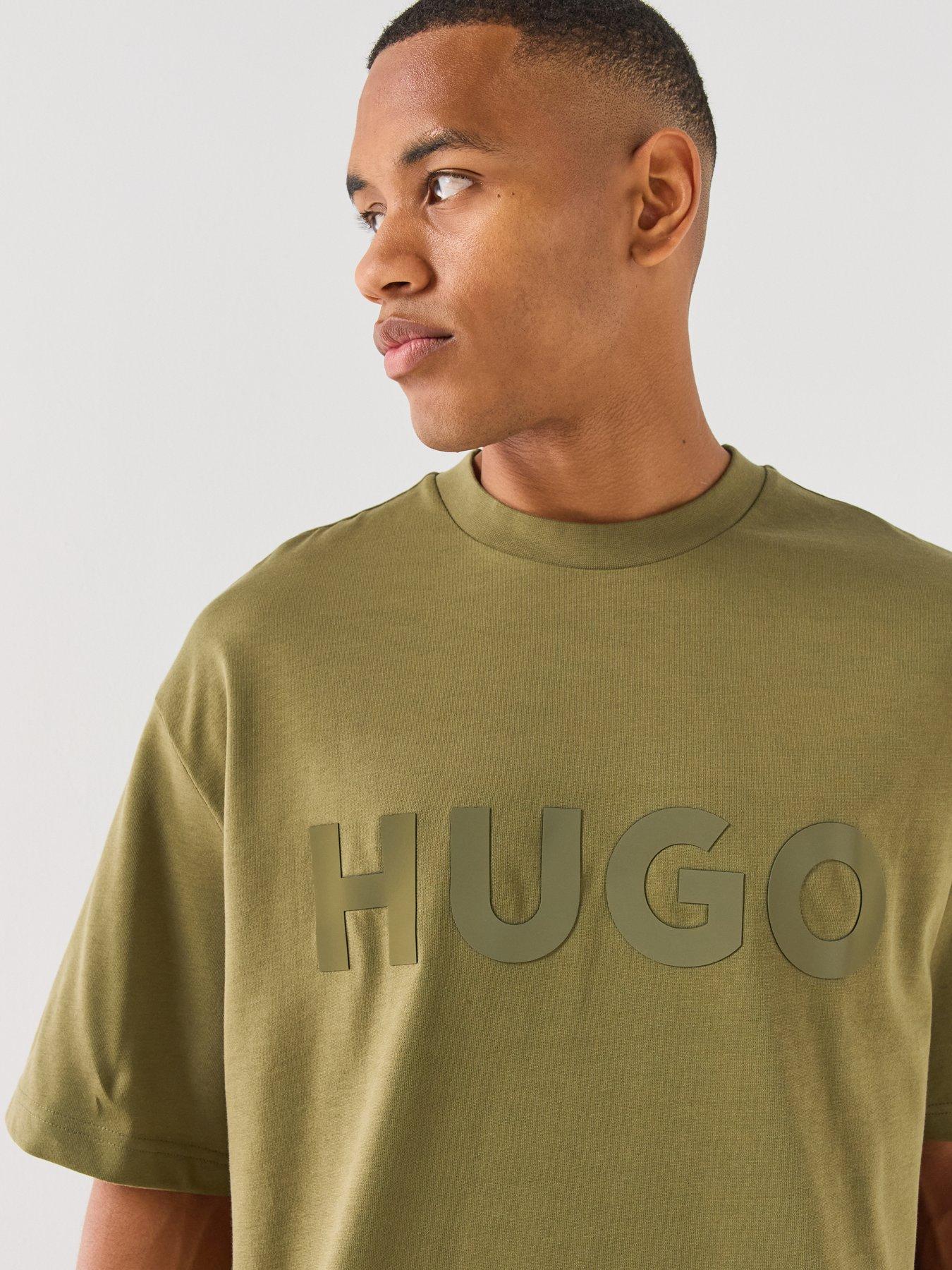 Image 4 of 5 of HUGO Dinkee Tonal Logo Oversize Fit T-Shirt - Green