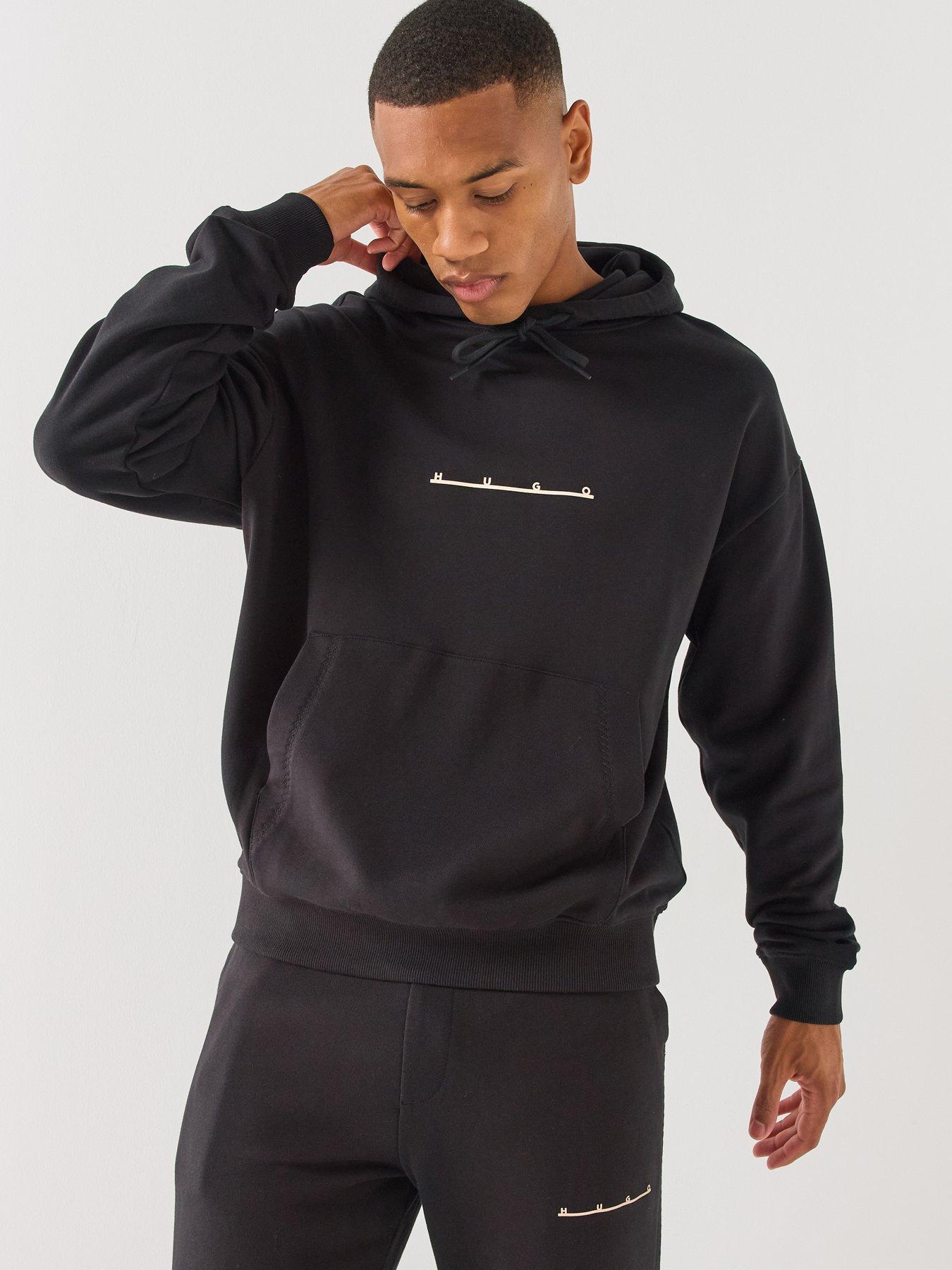 HUGO Datrihood Vintage Car Linear Logo Overhead Hoodie - Black
