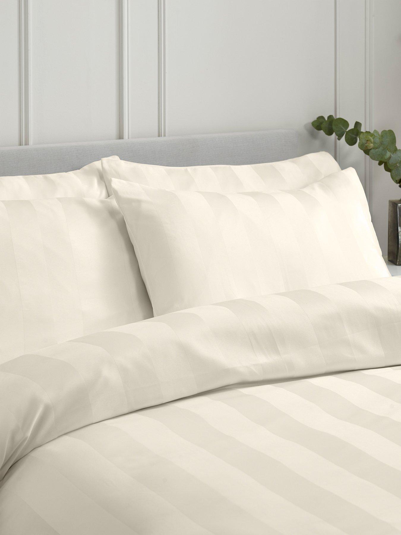 Image 1 of 3 of Catherine Lansfield So Soft Satin Stripe 4 Standard Pillowcase Cream