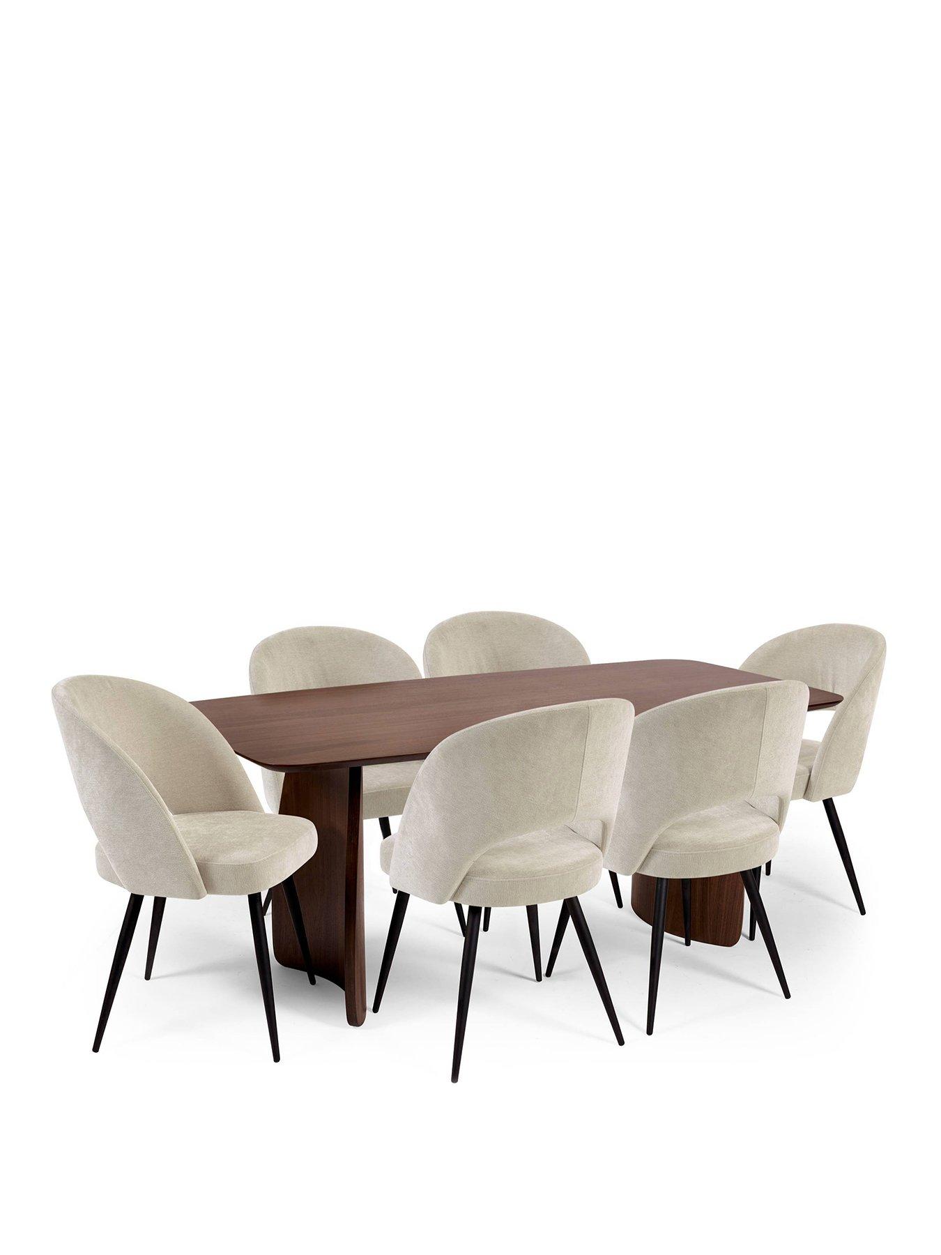 Image 2 of 6 of Julian Bowen Artemis Table &amp; 6 Ella Cream Chairs