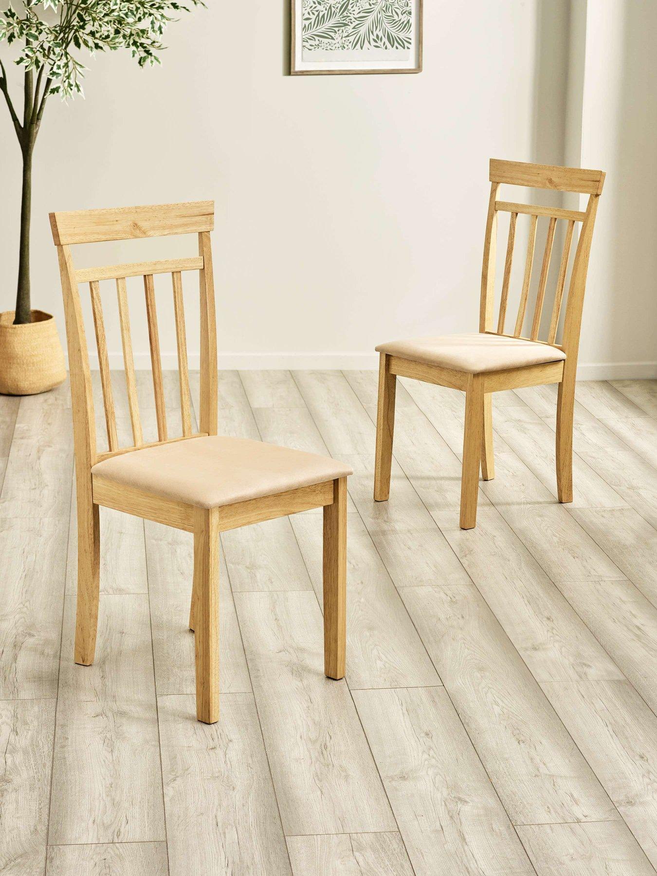 Julian Bowen Set Of 2 Coast Natural Oak Dining Chairs