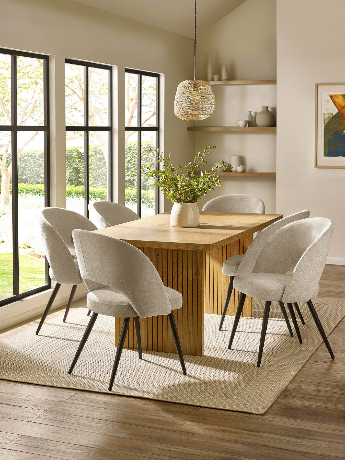 Image 1 of 6 of Julian Bowen Arundel Table And 6 Ella Cream Chairs