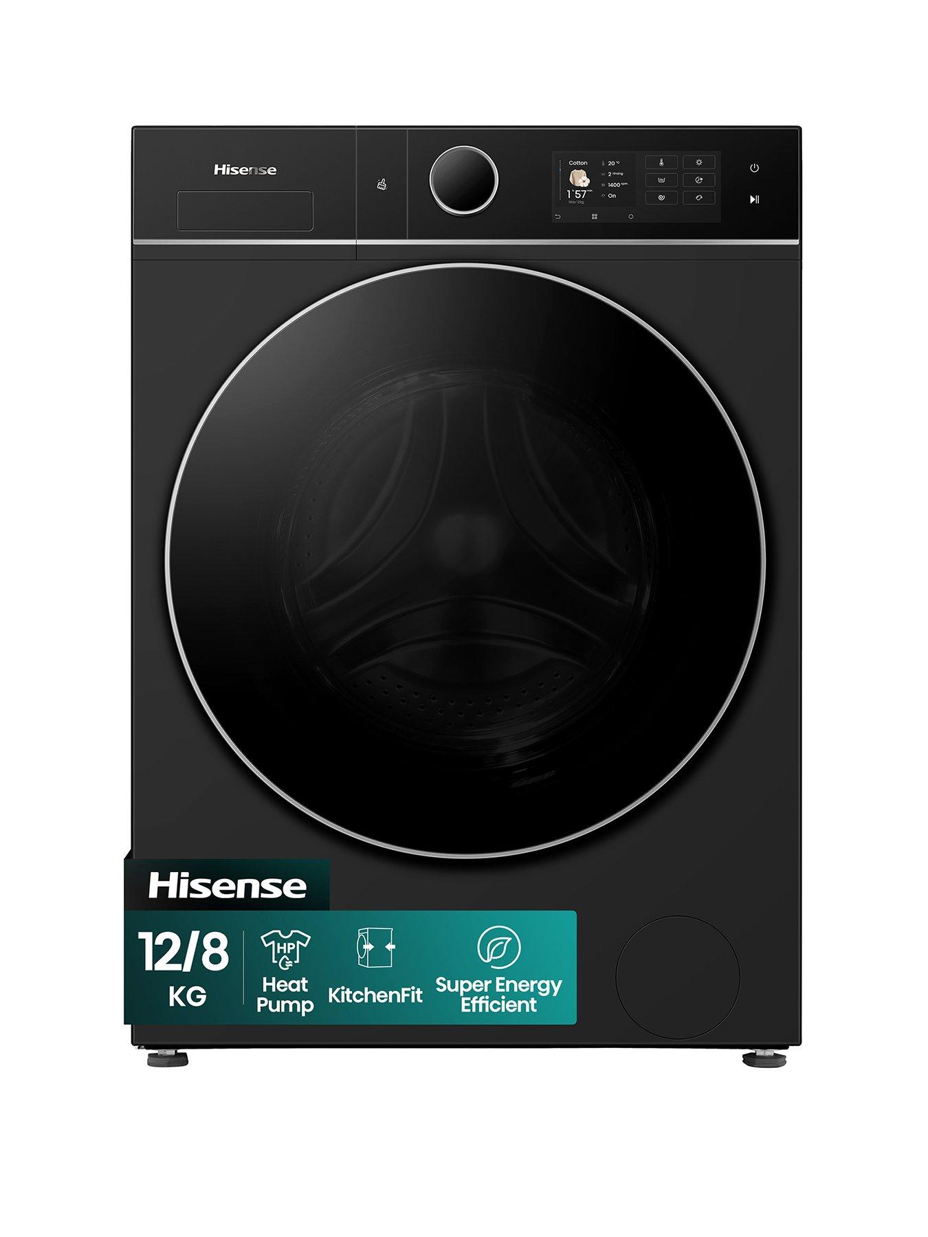 Hisense KitchenFit 5i Series WD5I1245BBRH WiFi-enabled 12kg/8kg, 1400 Spin Heat Pump Washer Dryer - Black - A/A Rated