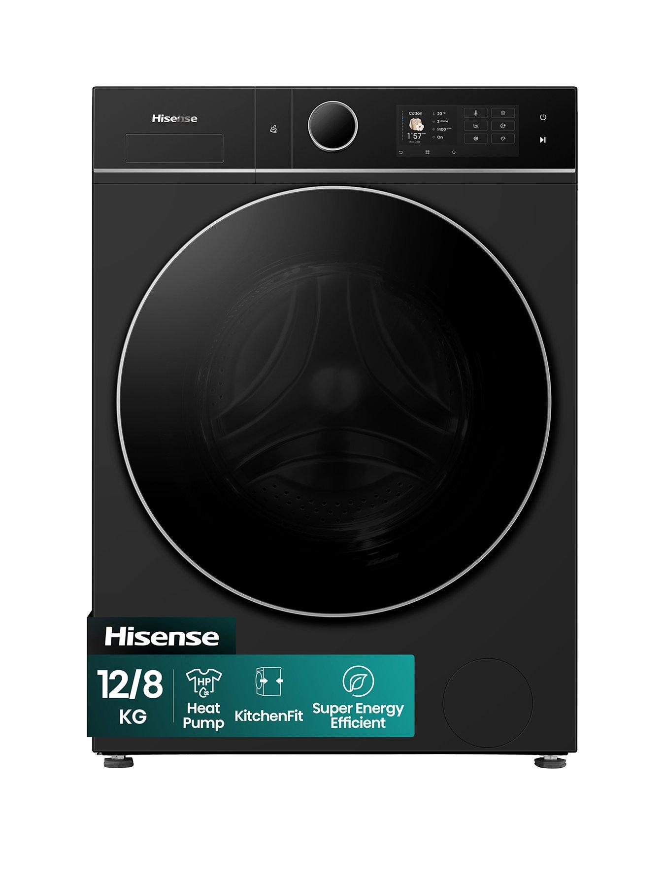 Hisense KitchenFit 5i Series WD5I1245BBRH WiFi-enabled 12kg/8kg, 1400 Spin Heat Pump Washer Dryer - Black - A/A Rated