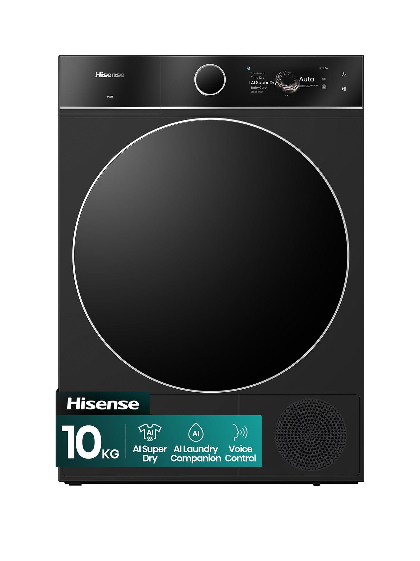 Hisense 3D Drying 7i Series DH7I108BBAB1 WiFi-enabled 10kg, AI Heat Pump Tumble Dryer with Voice Control - Black - A+++ Rated
