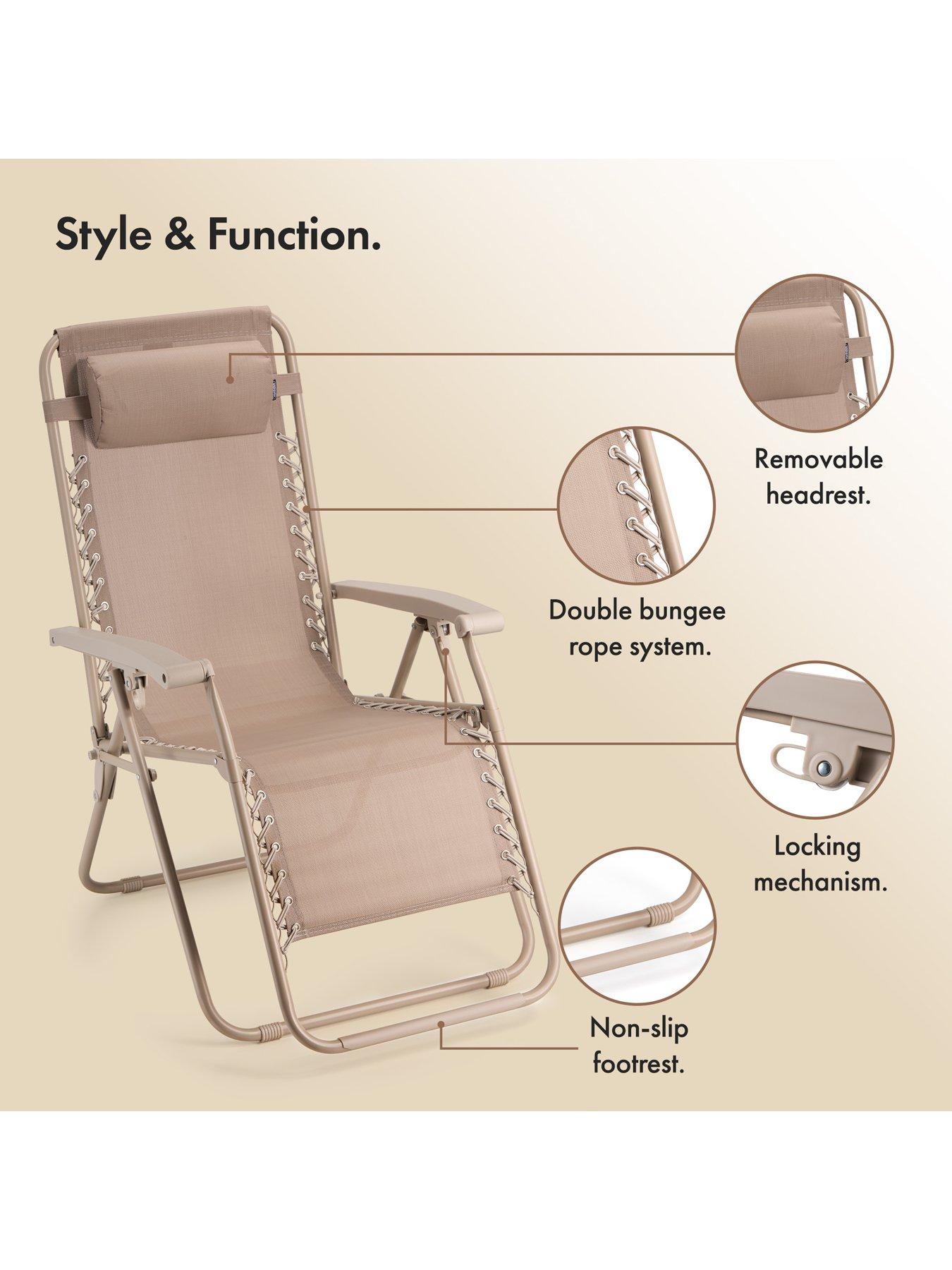 Image 4 of 7 of Vonhaus Zero Gravity Chair Set- taupe