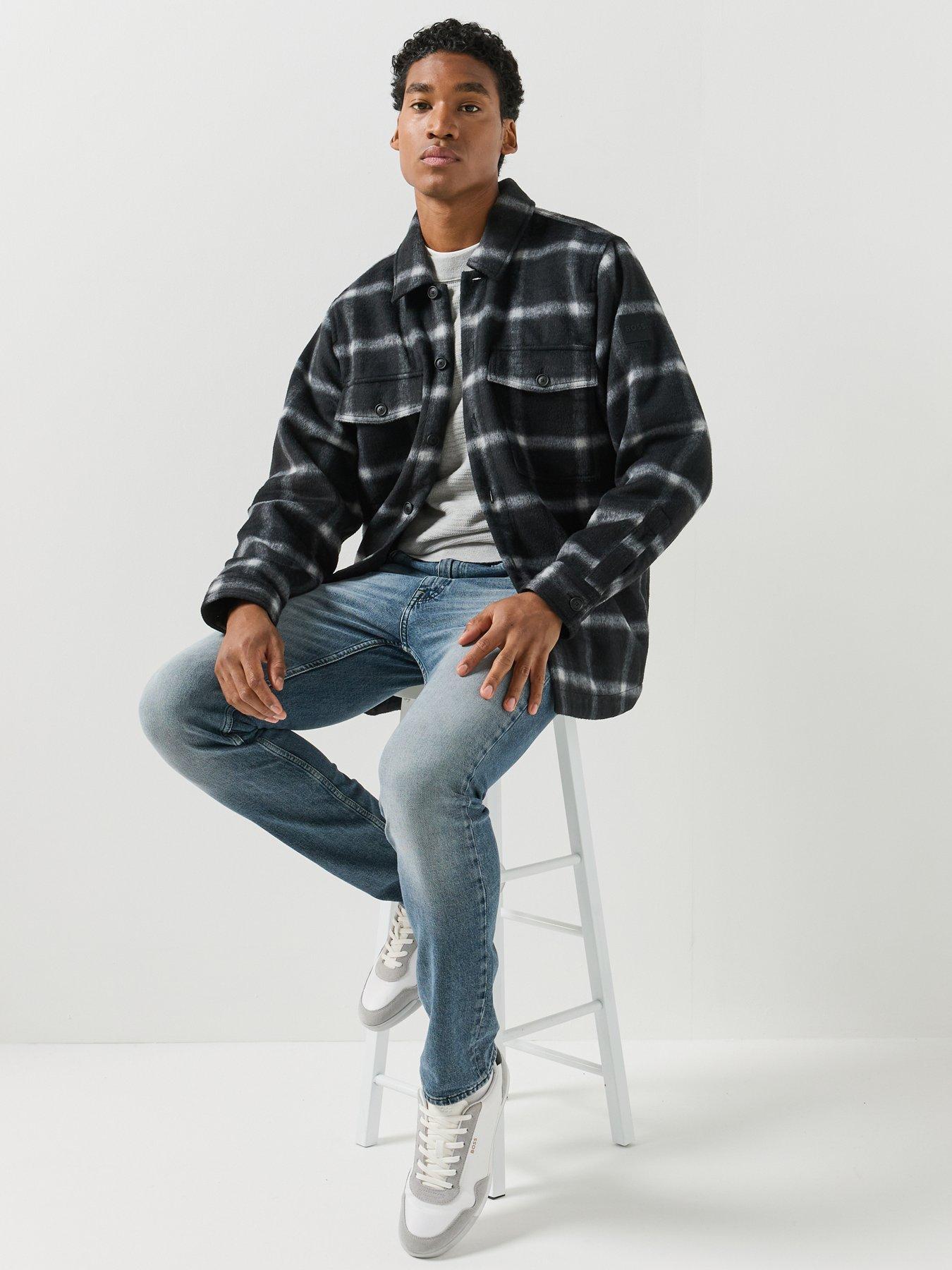 Image 6 of 6 of BOSS Mens Anion Regular Fit Waffle Crew Knitted Jumper - Light Grey