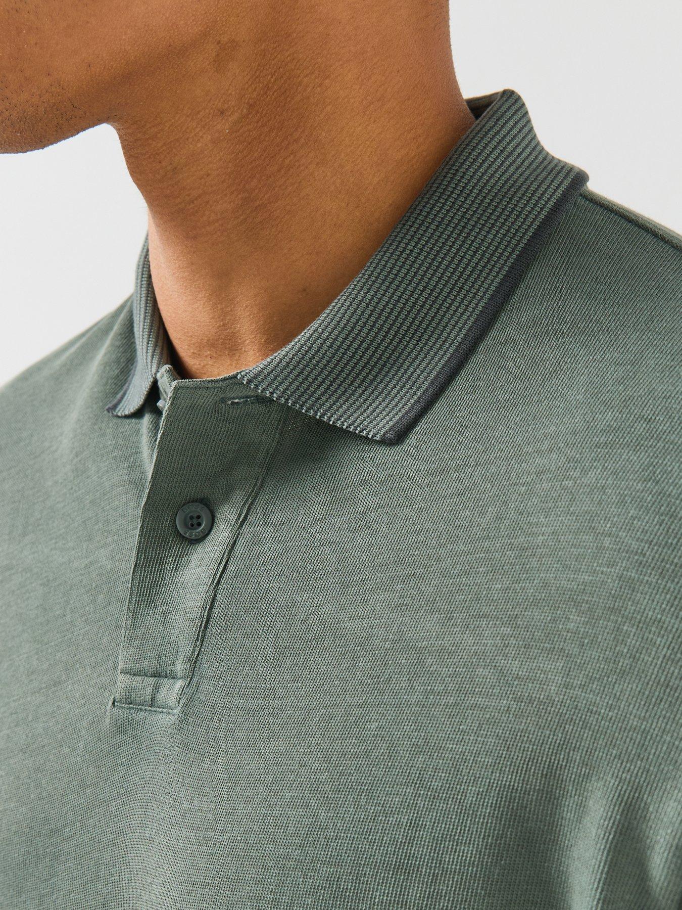 Image 5 of 6 of BOSS Pe_Casts Shadow Cast Tipped Polo Shirt - Dark Green