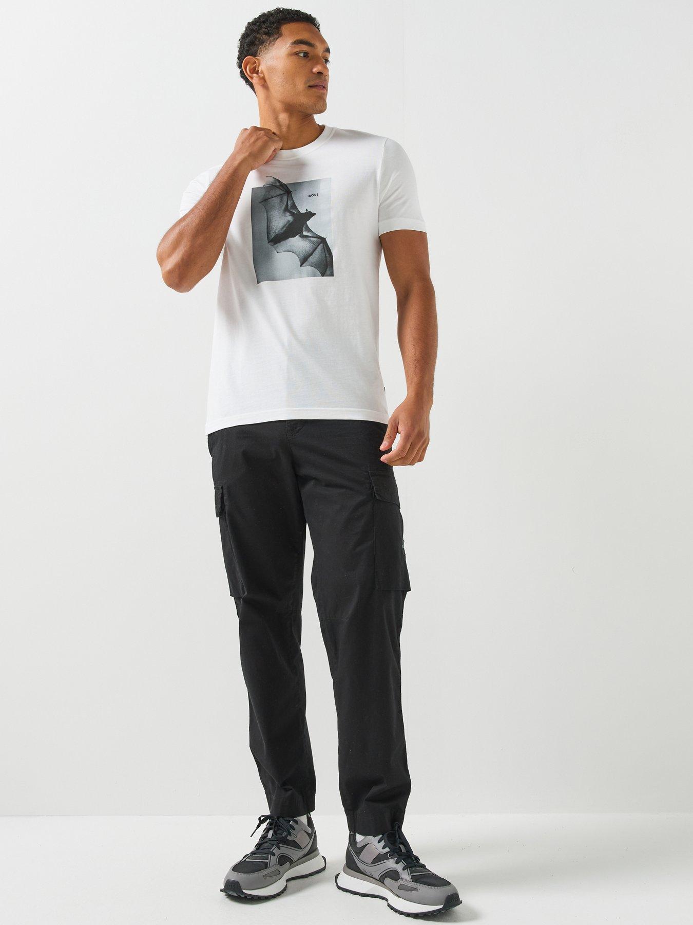 Image 3 of 6 of BOSS Boss Te_Being Bat Graphic Regular Fit T-Shirt - White