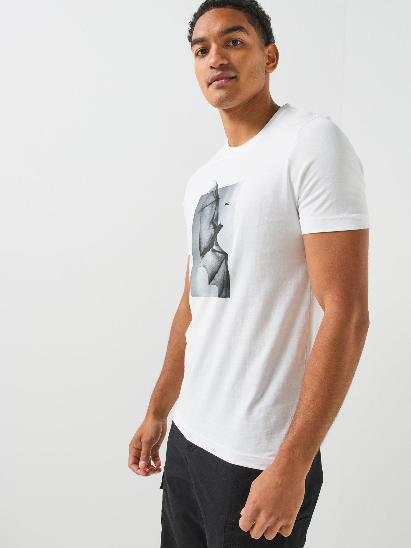 Image 4 of 6 of BOSS Boss Te_Being Bat Graphic Regular Fit T-Shirt - White