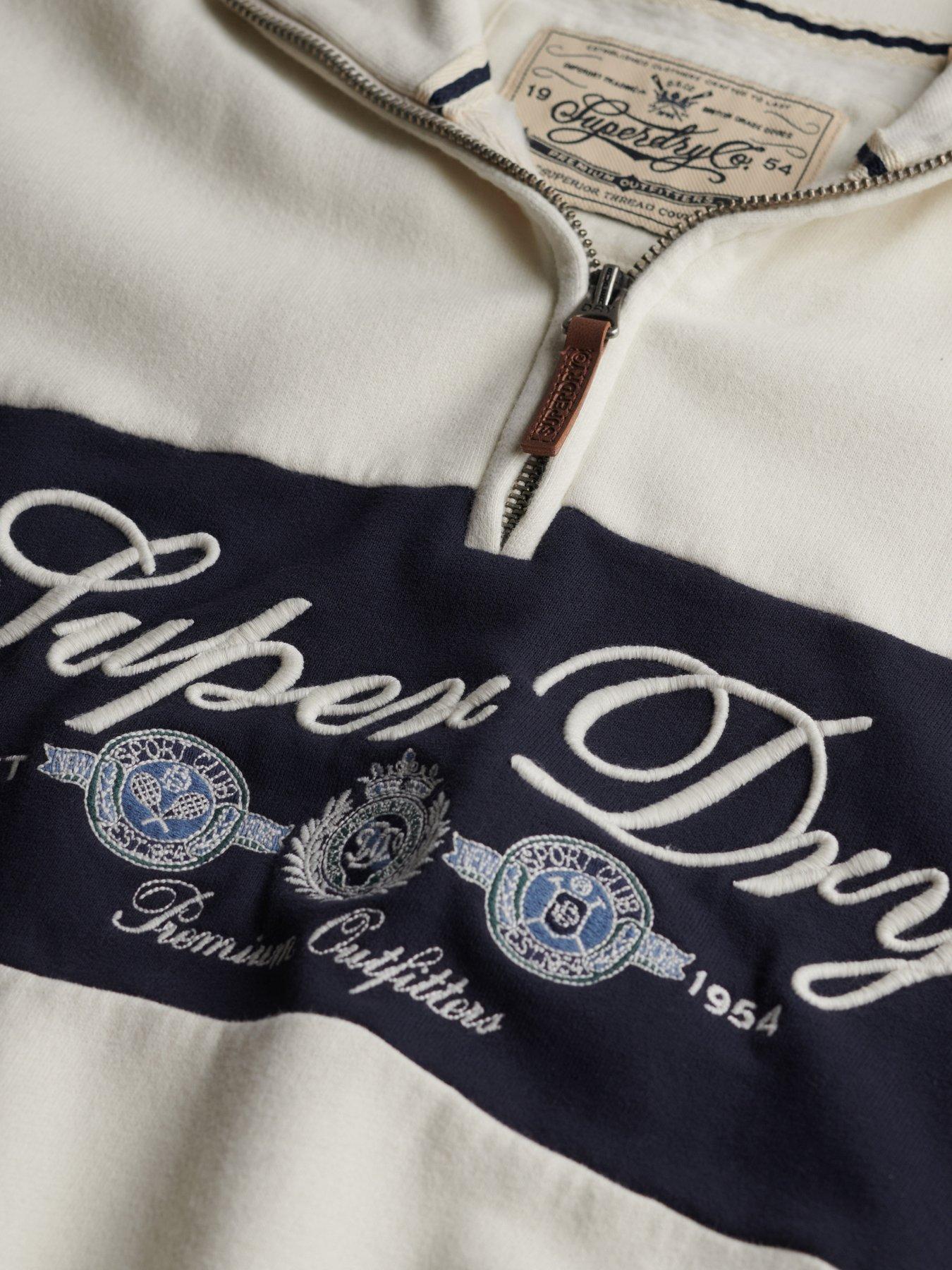 Image 6 of 7 of Superdry Womens Ornate Script Half-Zip Funnel Neck Sweatshirt - Cream