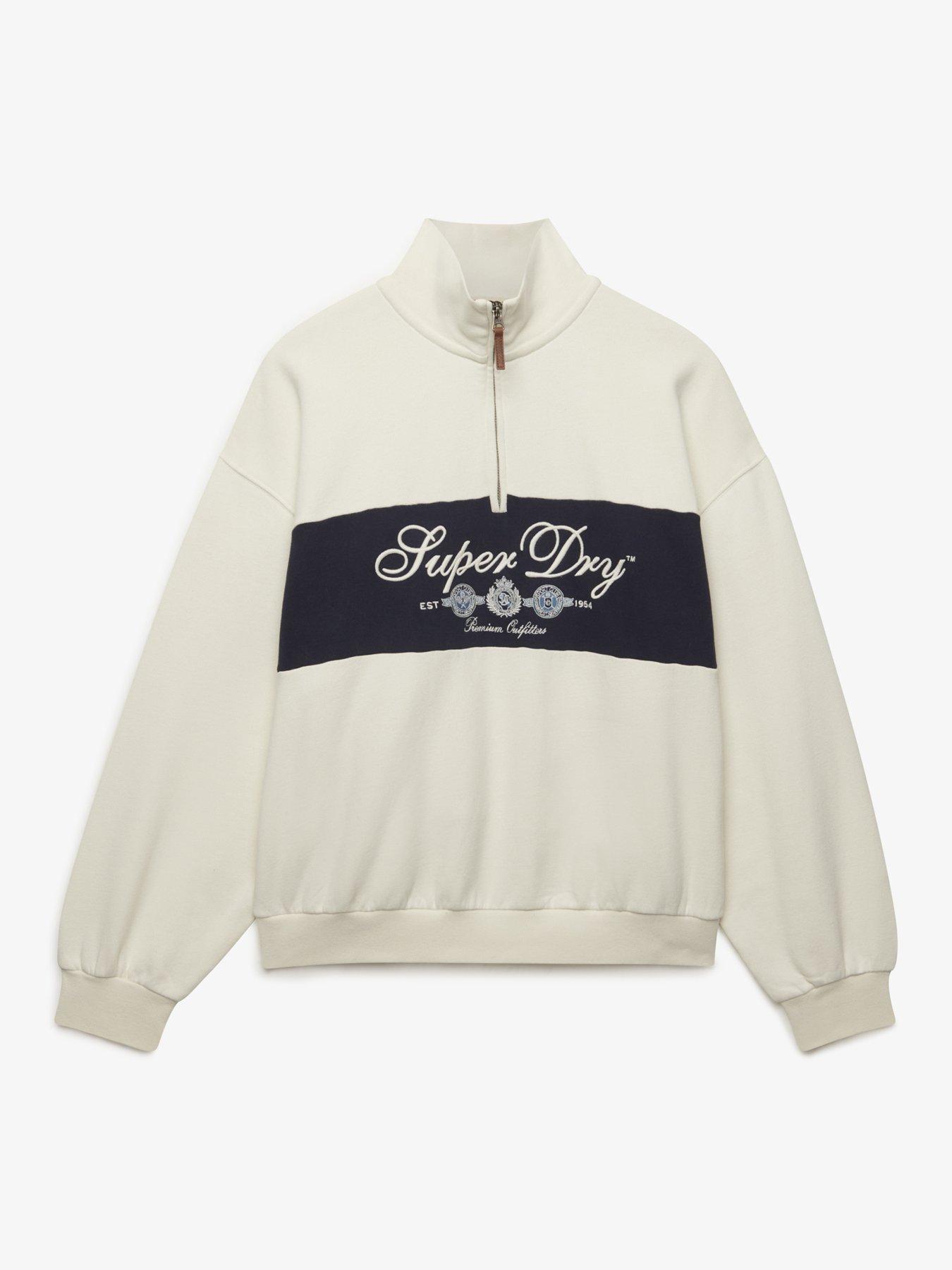 Image 7 of 7 of Superdry Womens Ornate Script Half-Zip Funnel Neck Sweatshirt - Cream