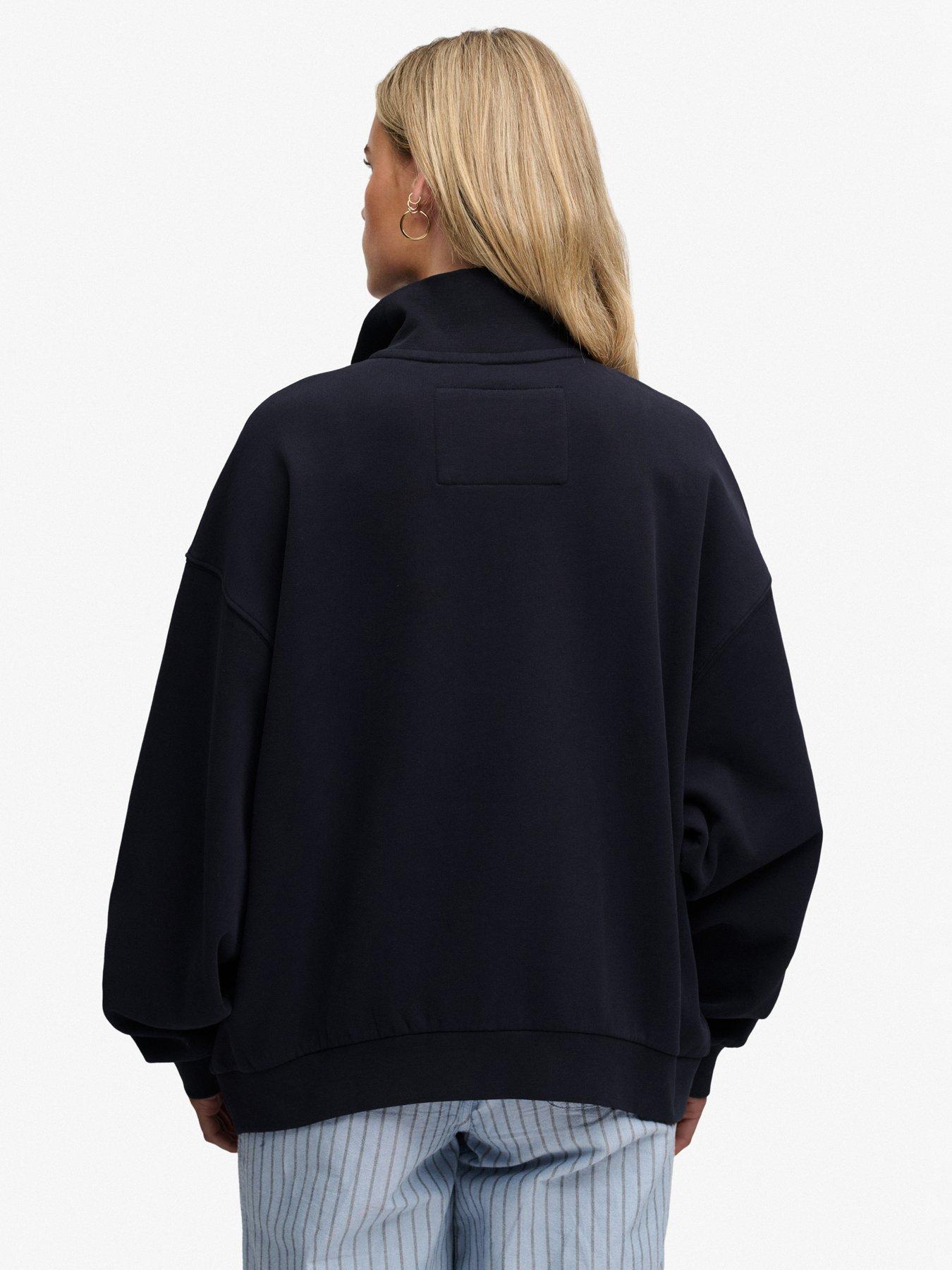 Image 2 of 7 of Superdry Womens Ornate Script Oversized Half-Zip Sweatshirt - Blue