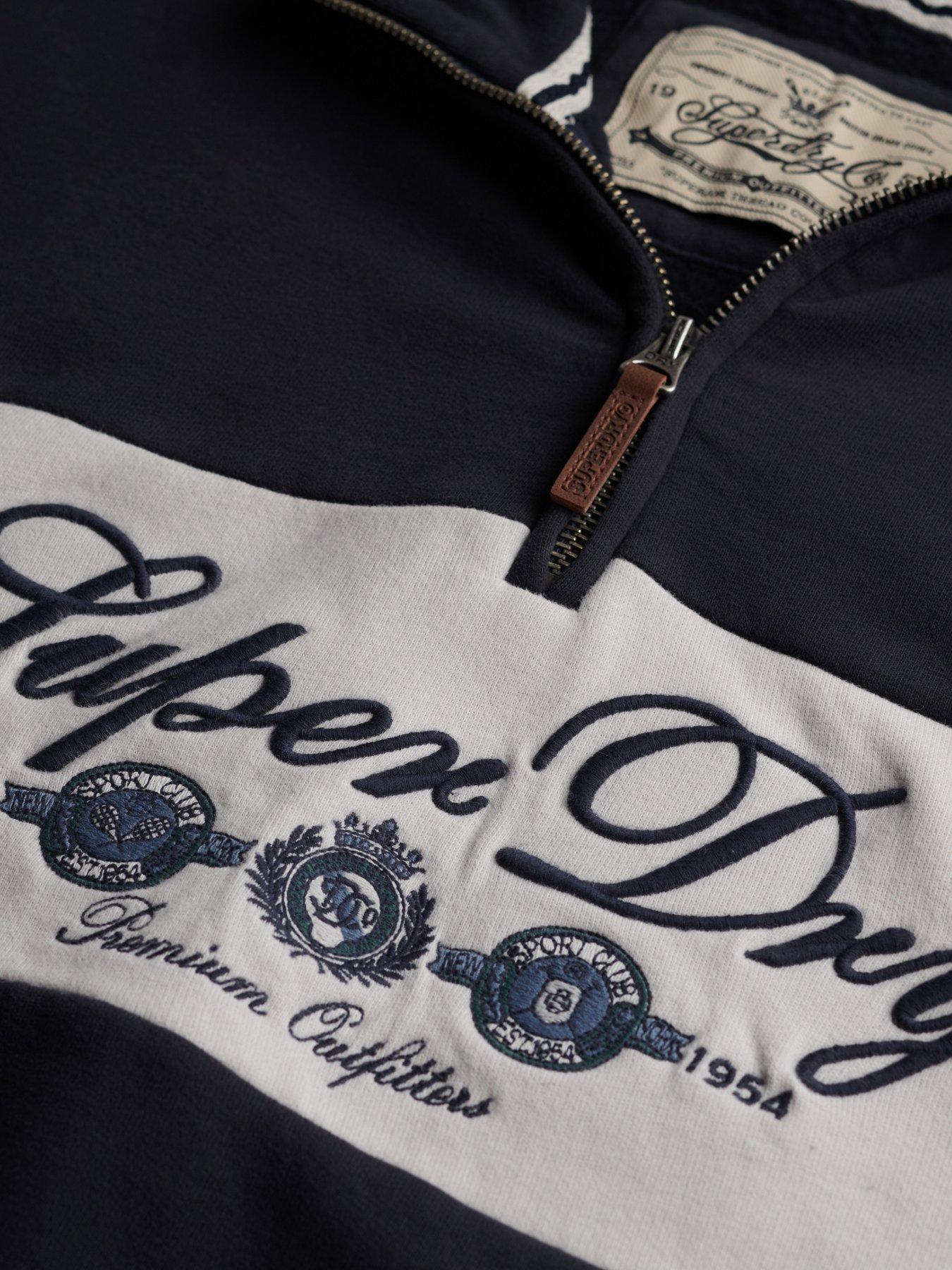 Image 6 of 7 of Superdry Womens Ornate Script Oversized Half-Zip Sweatshirt - Blue