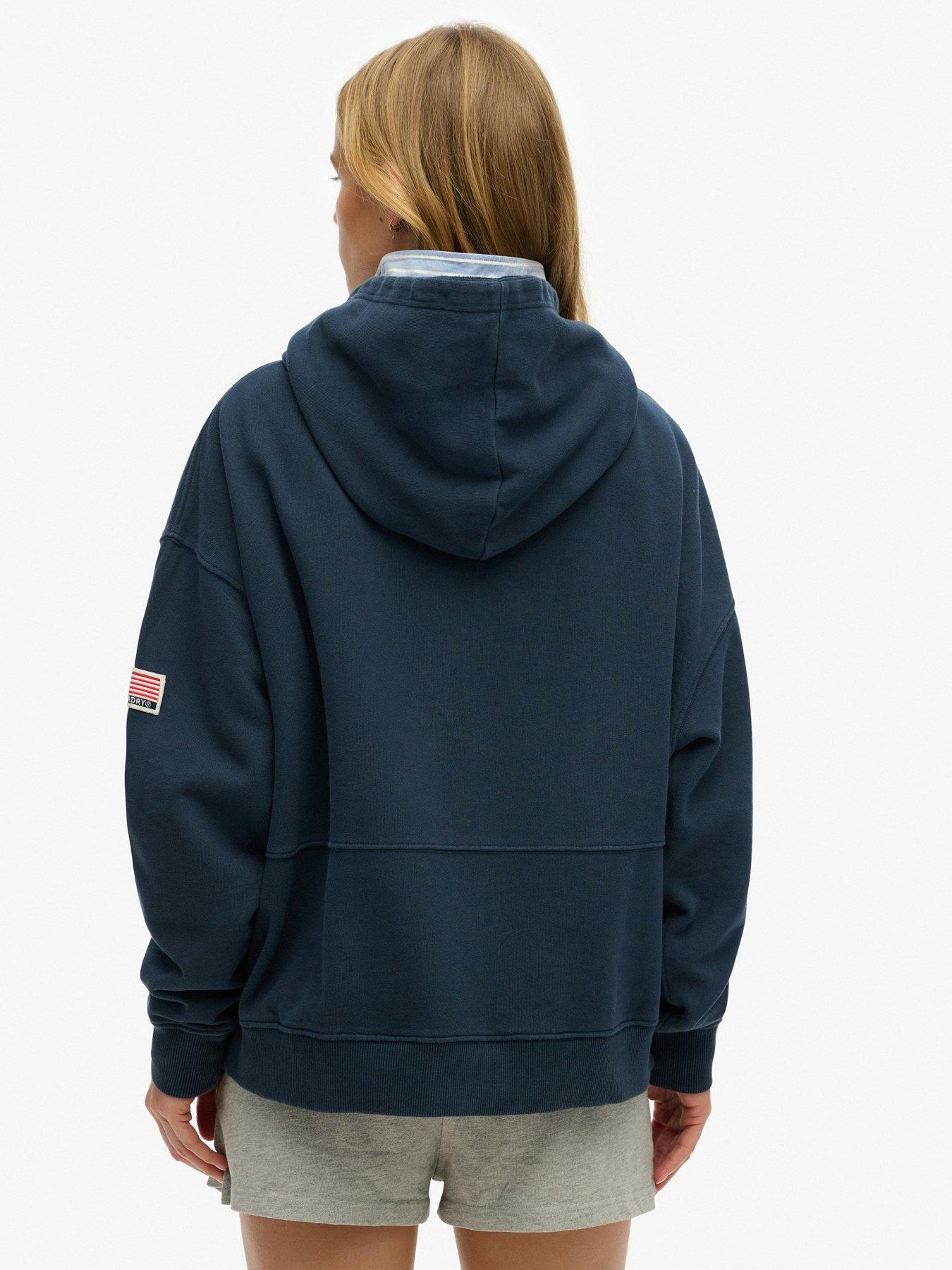 Image 2 of 6 of Superdry Womens Athletic Essentials Varsity Relaxed Fit Hoodie - Blue