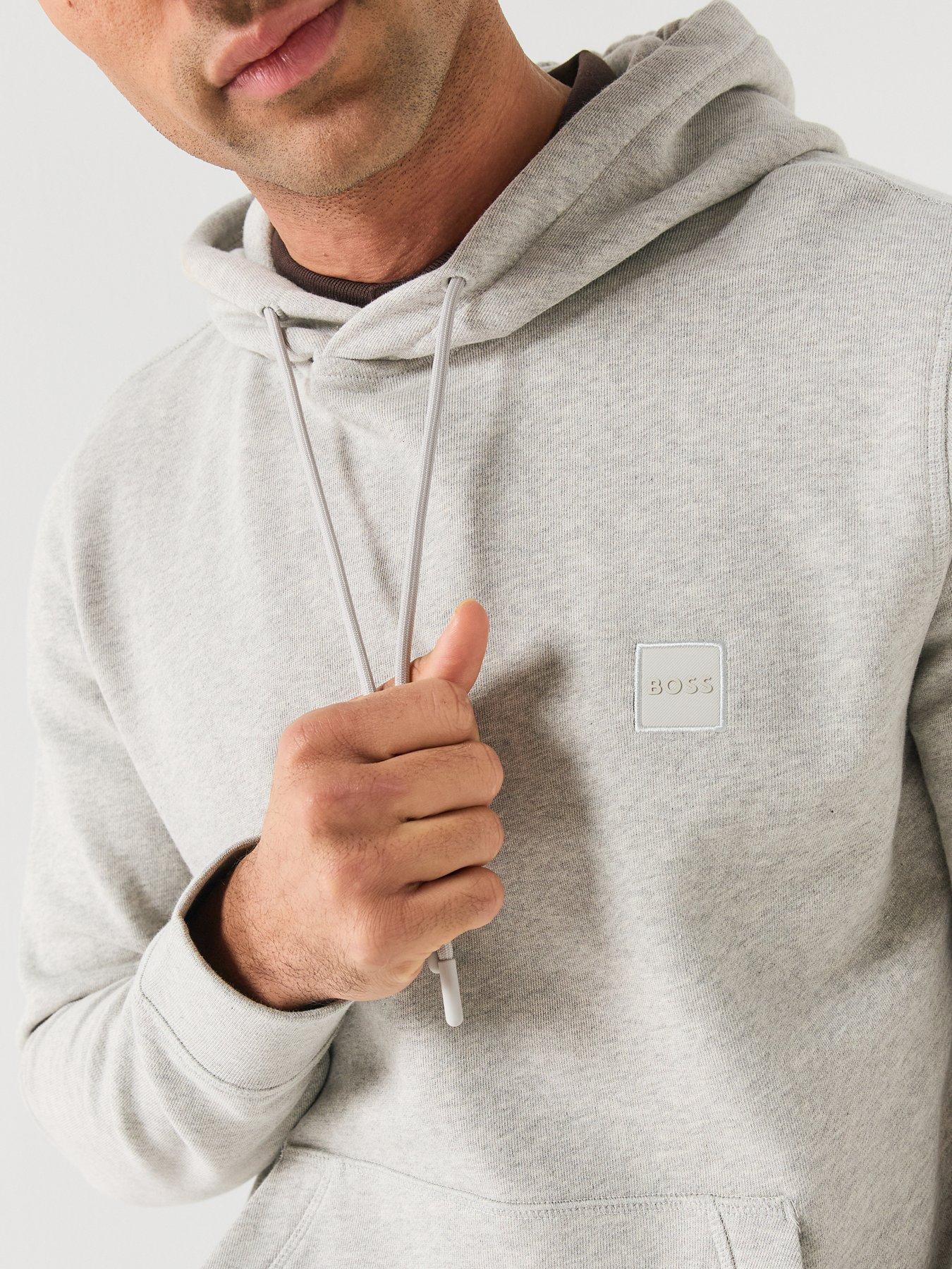 Image 4 of 5 of BOSS Mens Wetalk Tonal Logo Overhead Hoodie - Grey