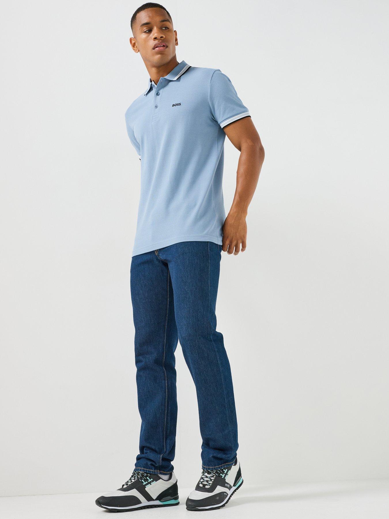 Image 3 of 5 of BOSS Paddy Regular Fit Tipping Polo Shirt - Blue