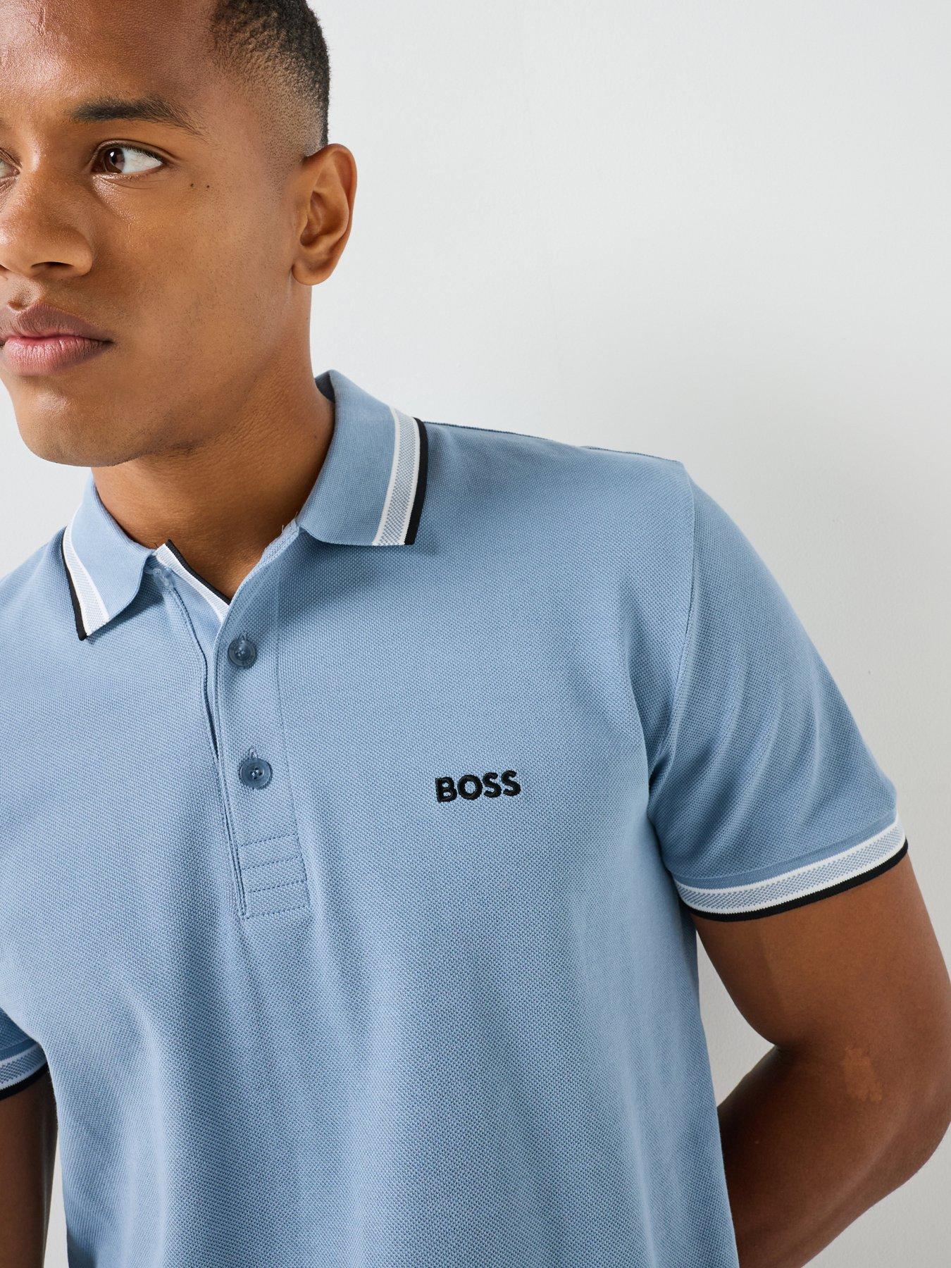 Image 4 of 5 of BOSS Paddy Regular Fit Tipping Polo Shirt - Blue