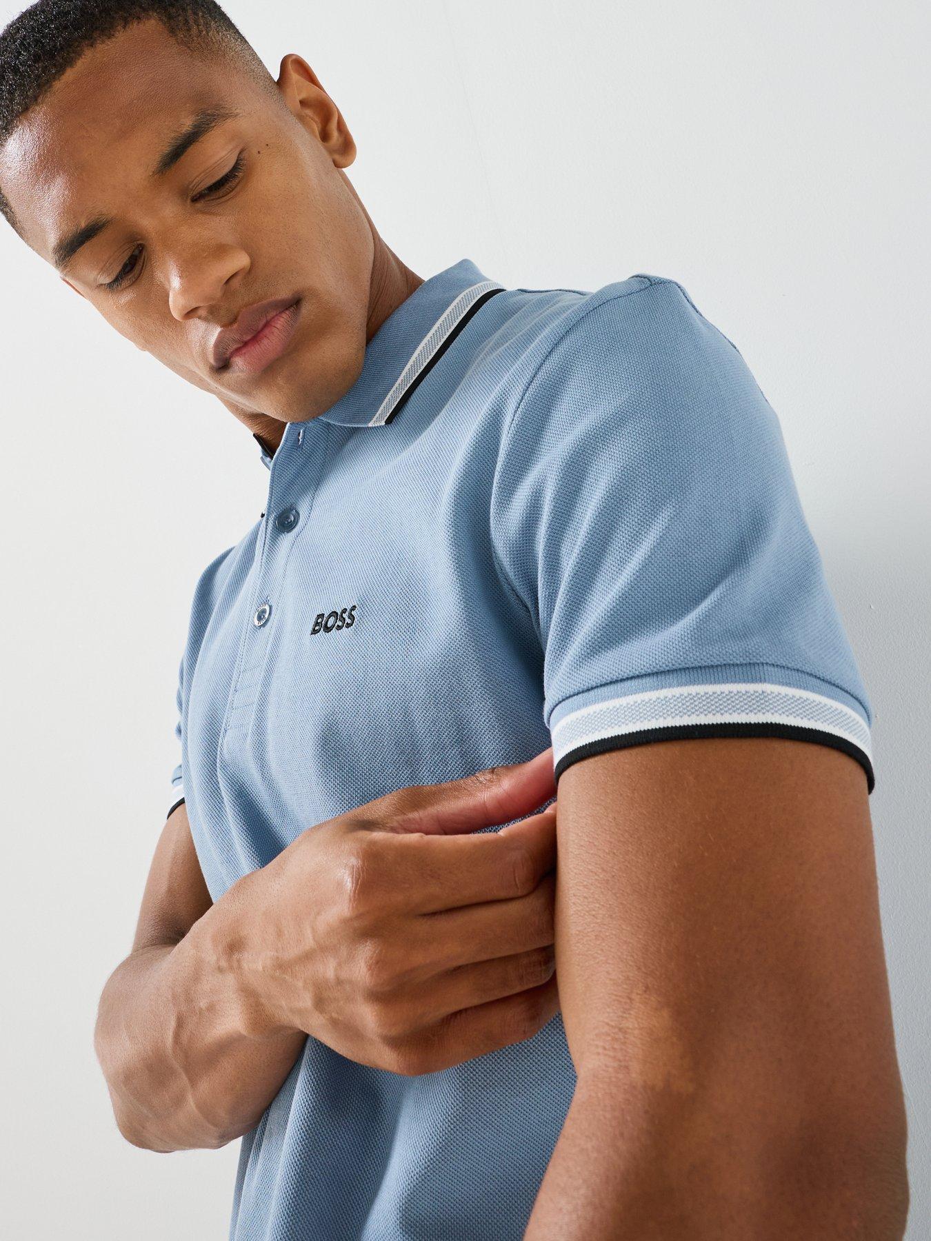 Image 5 of 5 of BOSS Paddy Regular Fit Tipping Polo Shirt - Blue