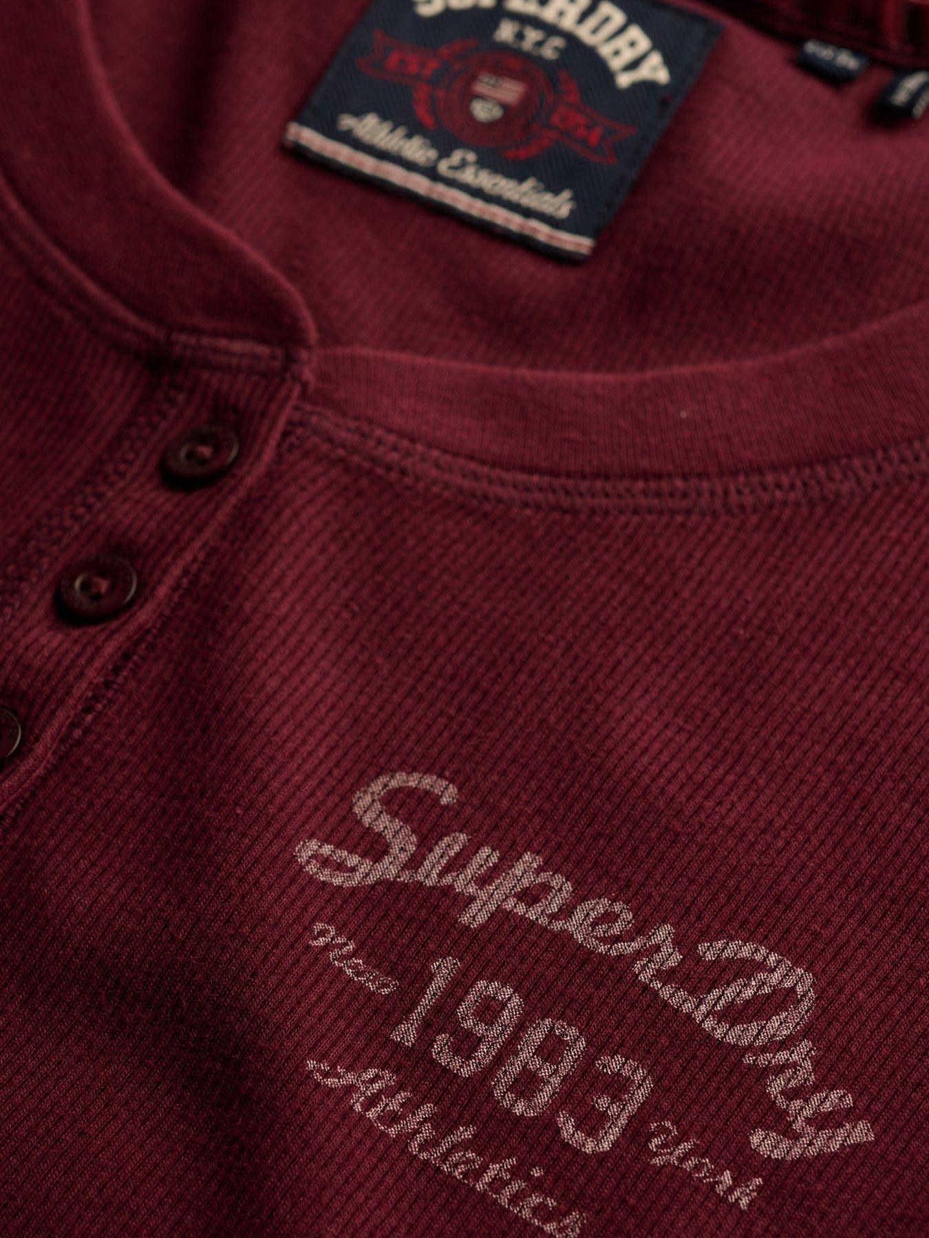 Image 6 of 7 of Superdry Womens Athletic Button Front Ribbed Long Sleeve Top - Red
