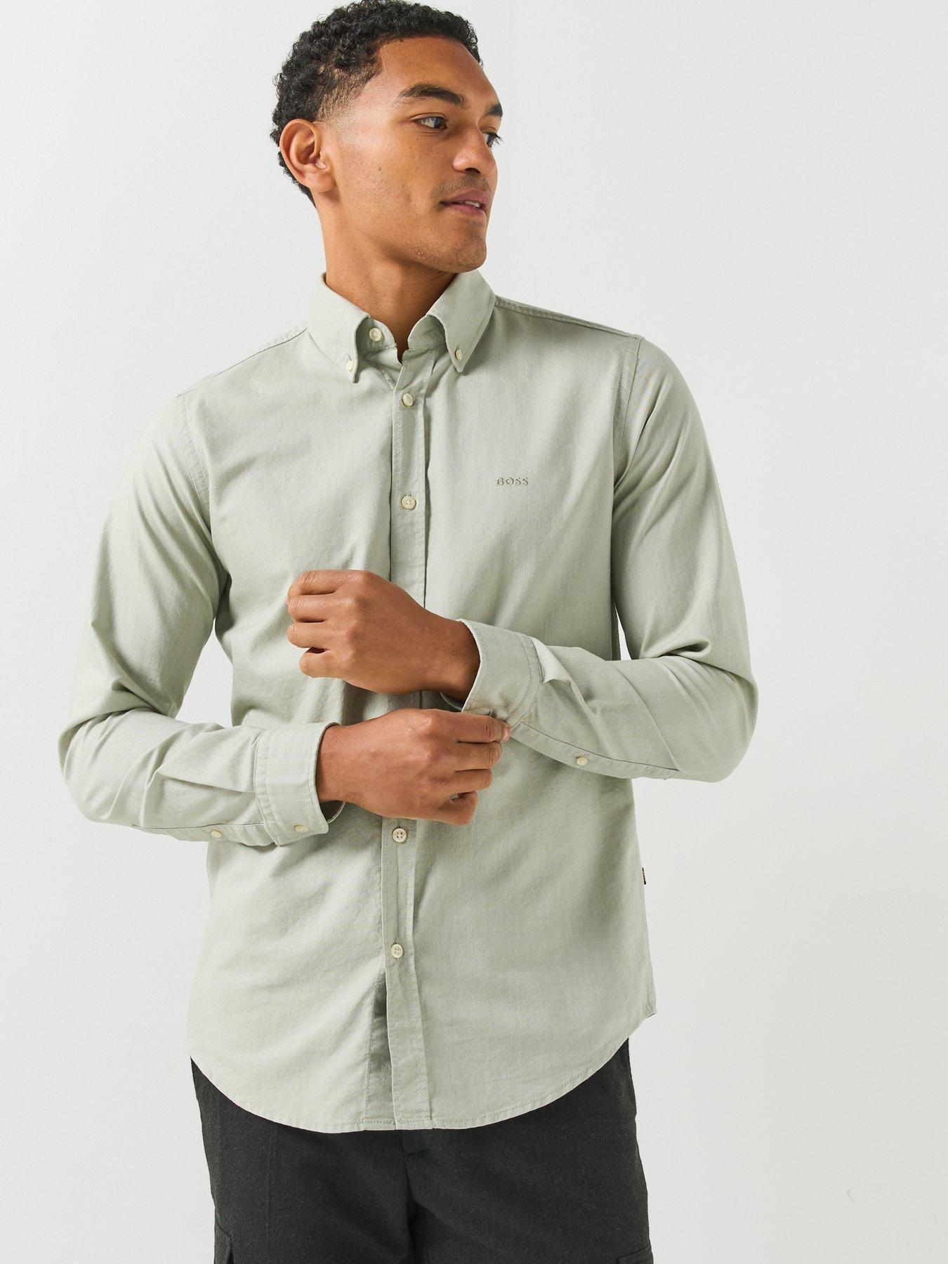 Image 4 of 6 of BOSS Rickert Button Down Regular Fit Oxford Shirt - Light Green